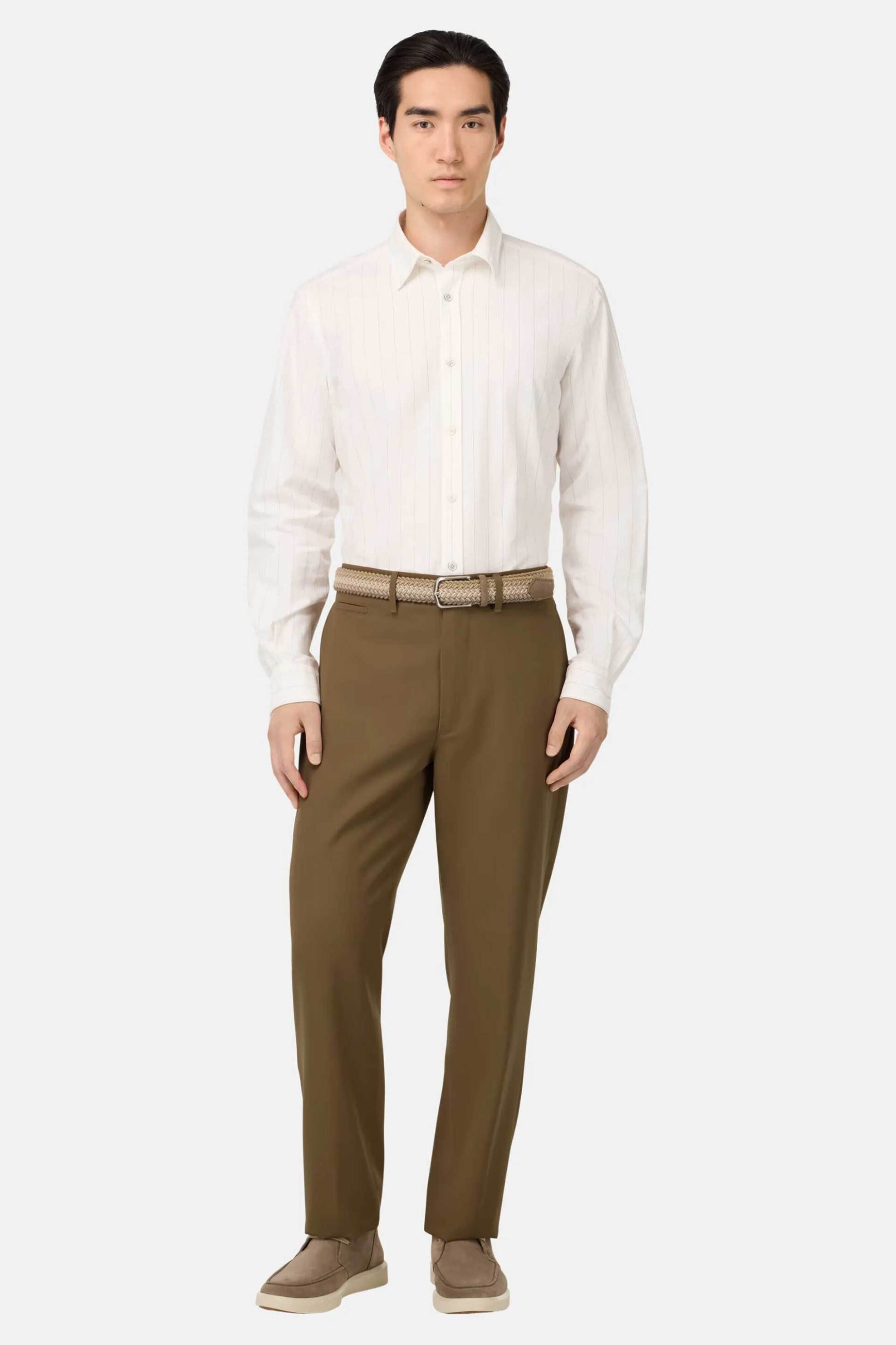 Boggi Milano ανδρικό παντελόνι chino Regular Fit - BO25A029403 Λαδί