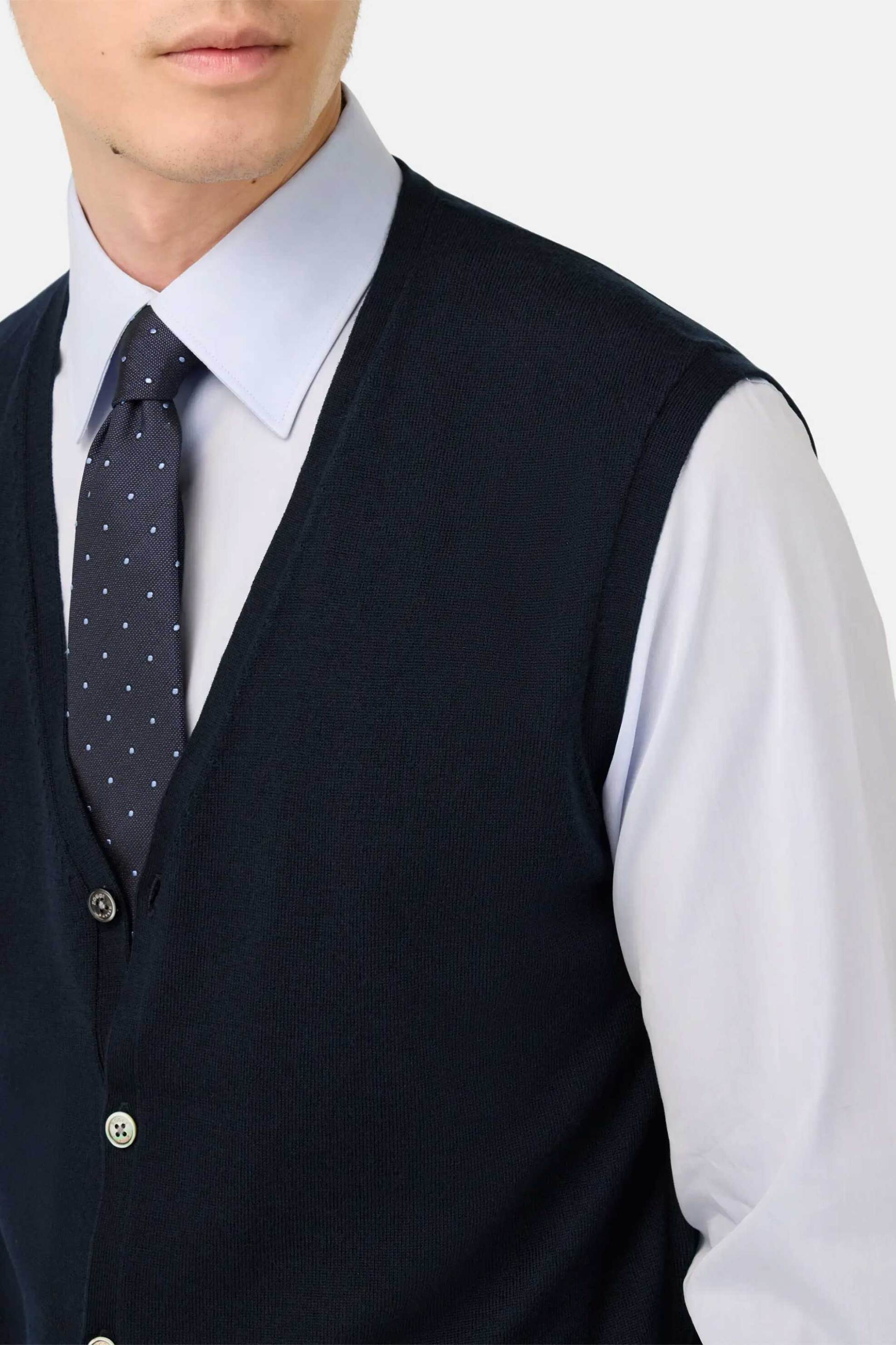 Boggi Milano ανδρικό μάλλινο γιλέκο Regular Fit - BO25A037901 Μπλε Σκούρο φωτογραφία