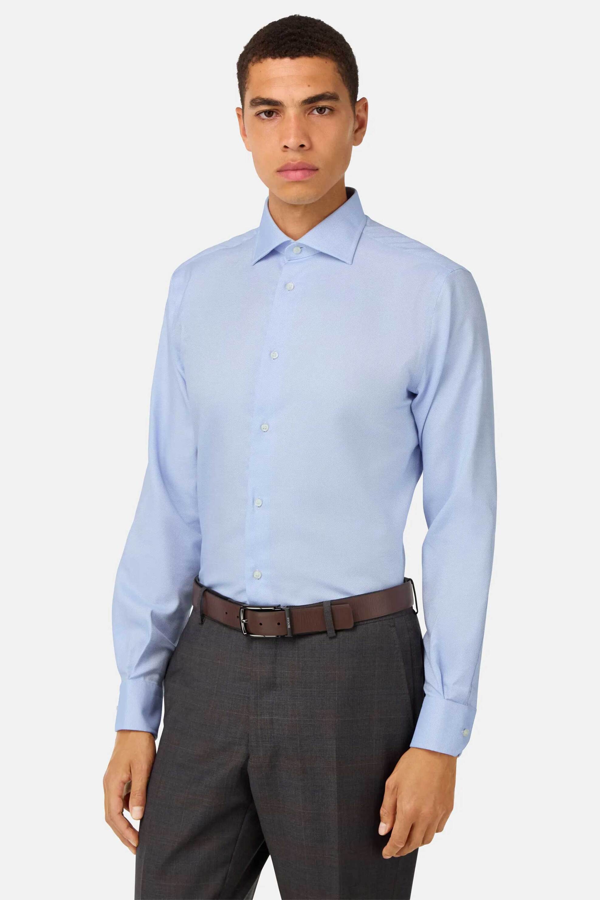 Boggi Milano ανδρικό πουκάμισο μονόχρωμο - BO25A039801 Σιελ