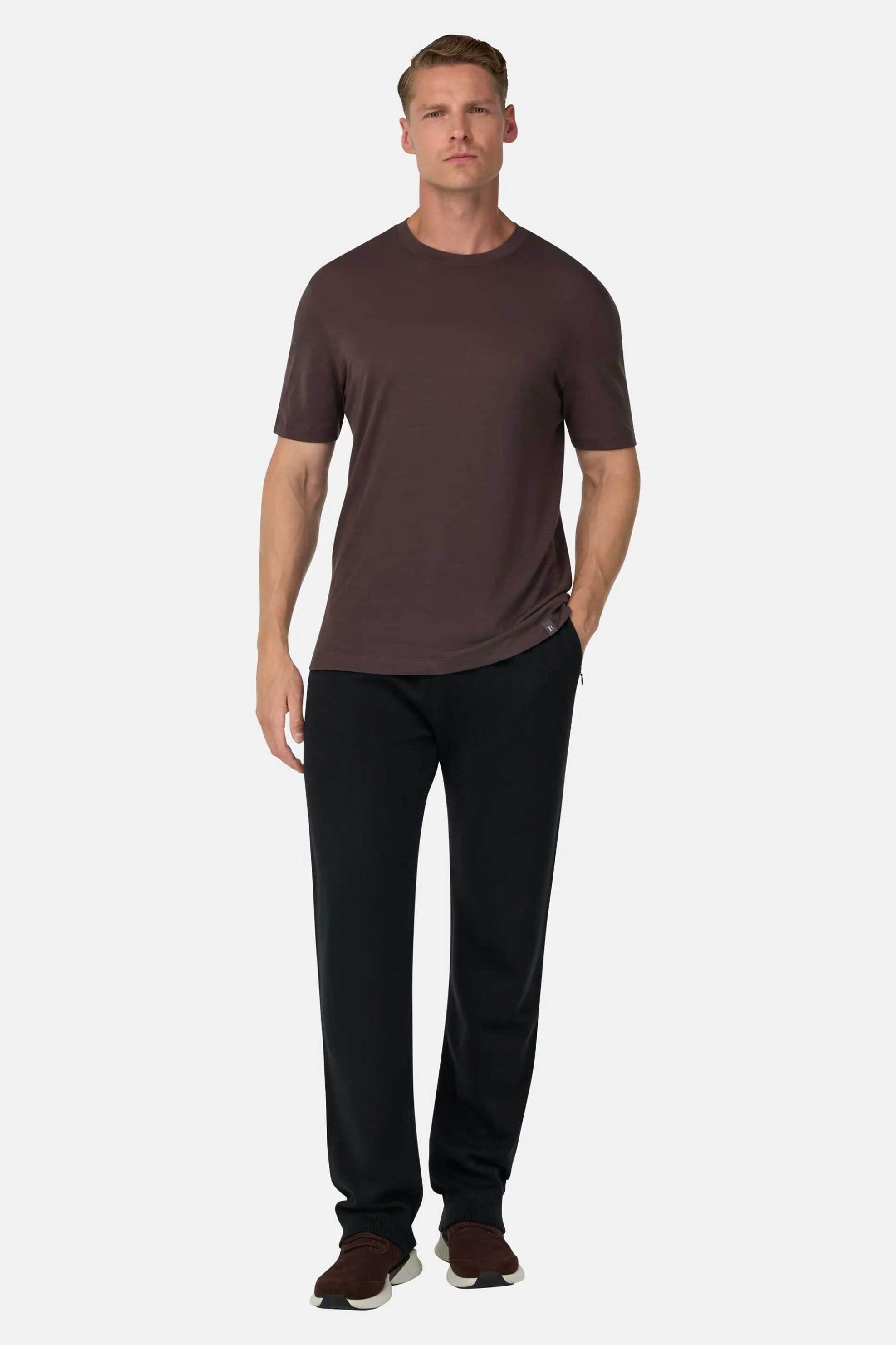 Boggi Milano ανδρική μάλλινη φόρμα με ελαστική μέση Regular Fit - BO25A044401 Μαύρο