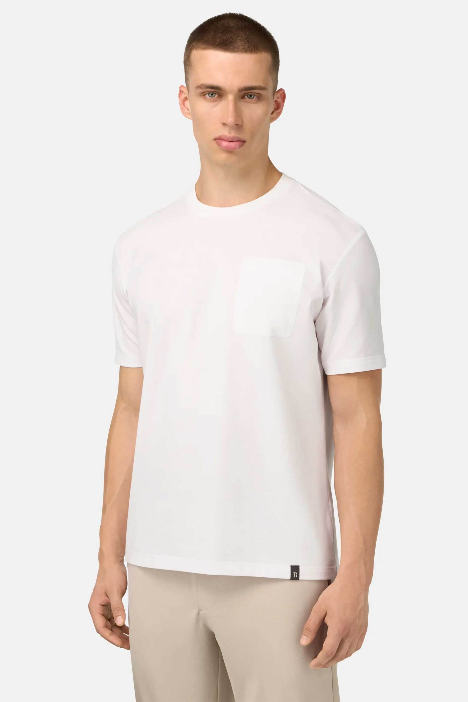 Boggi Milano ανδρικό T-shirt με τσέπη στο στήθος Relaxed Fit - BO25A052406 Λευκό