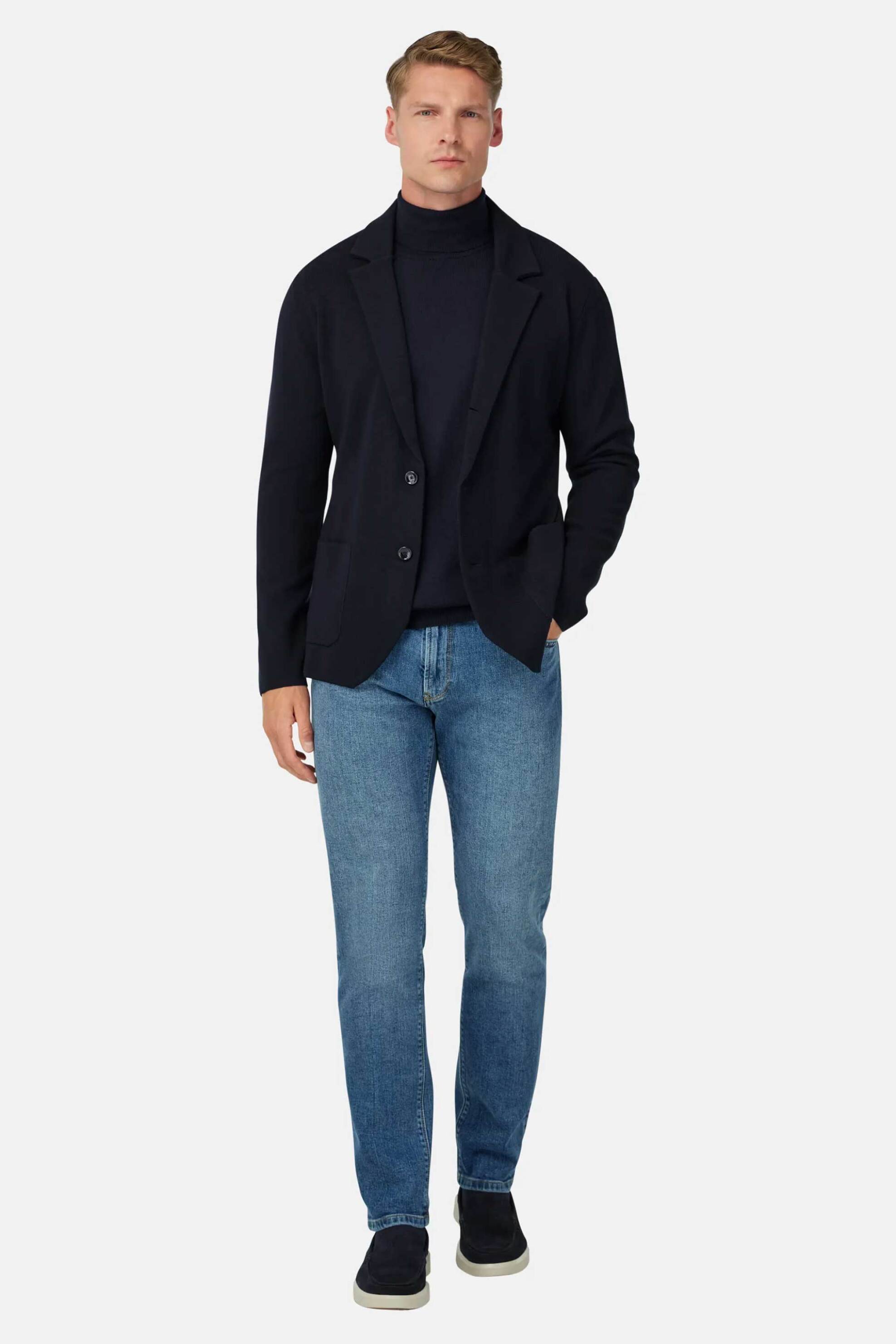 Boggi Milano ανδρικό τζιν παντελόνι πεντάτσεπο Straight Fit - BO25A082101 Denim Blue