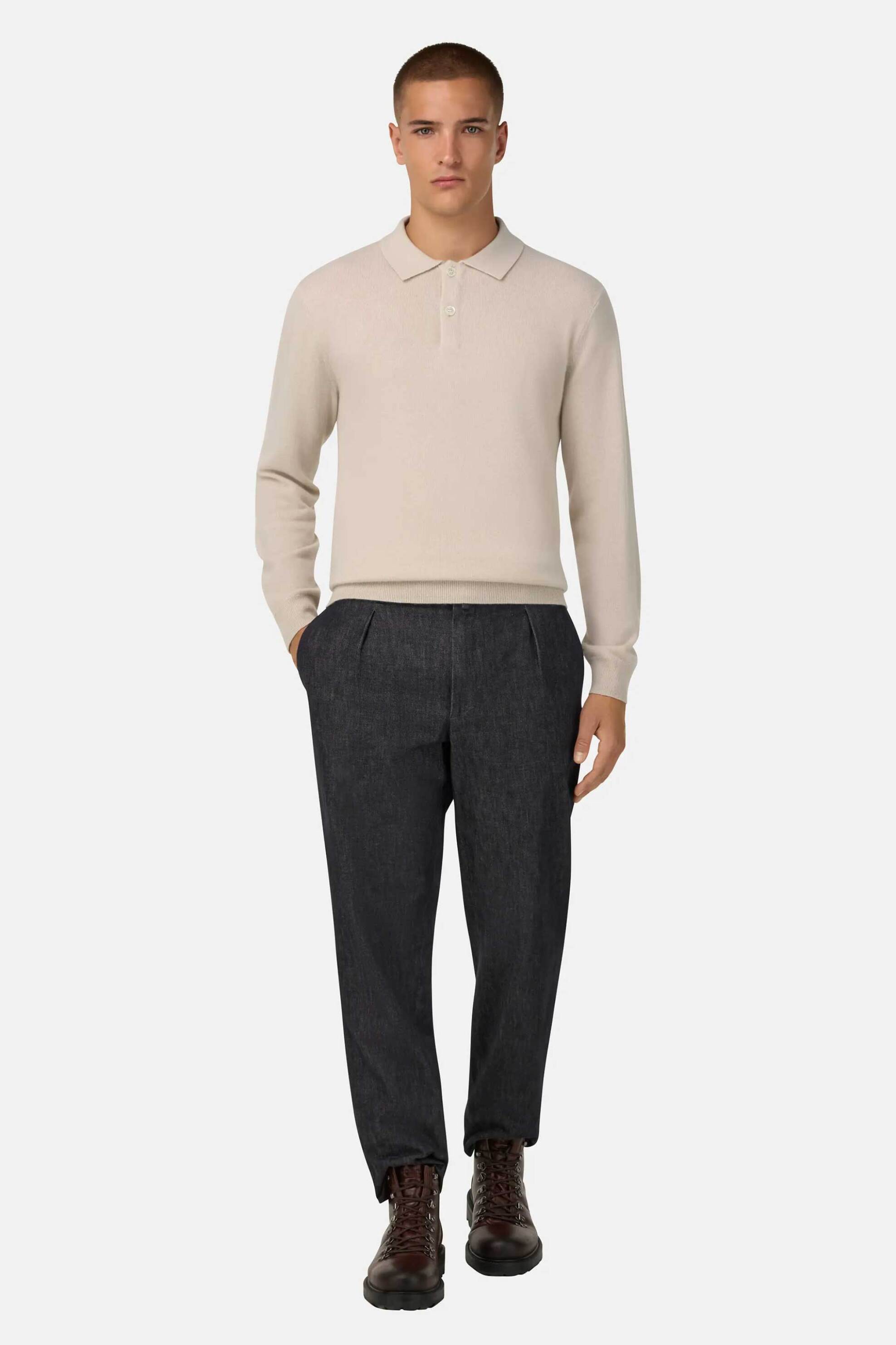 Boggi Milano ανδρικό παντελόνι chino Regular Fit - BO25A082701 Denim Blue Σκούρο