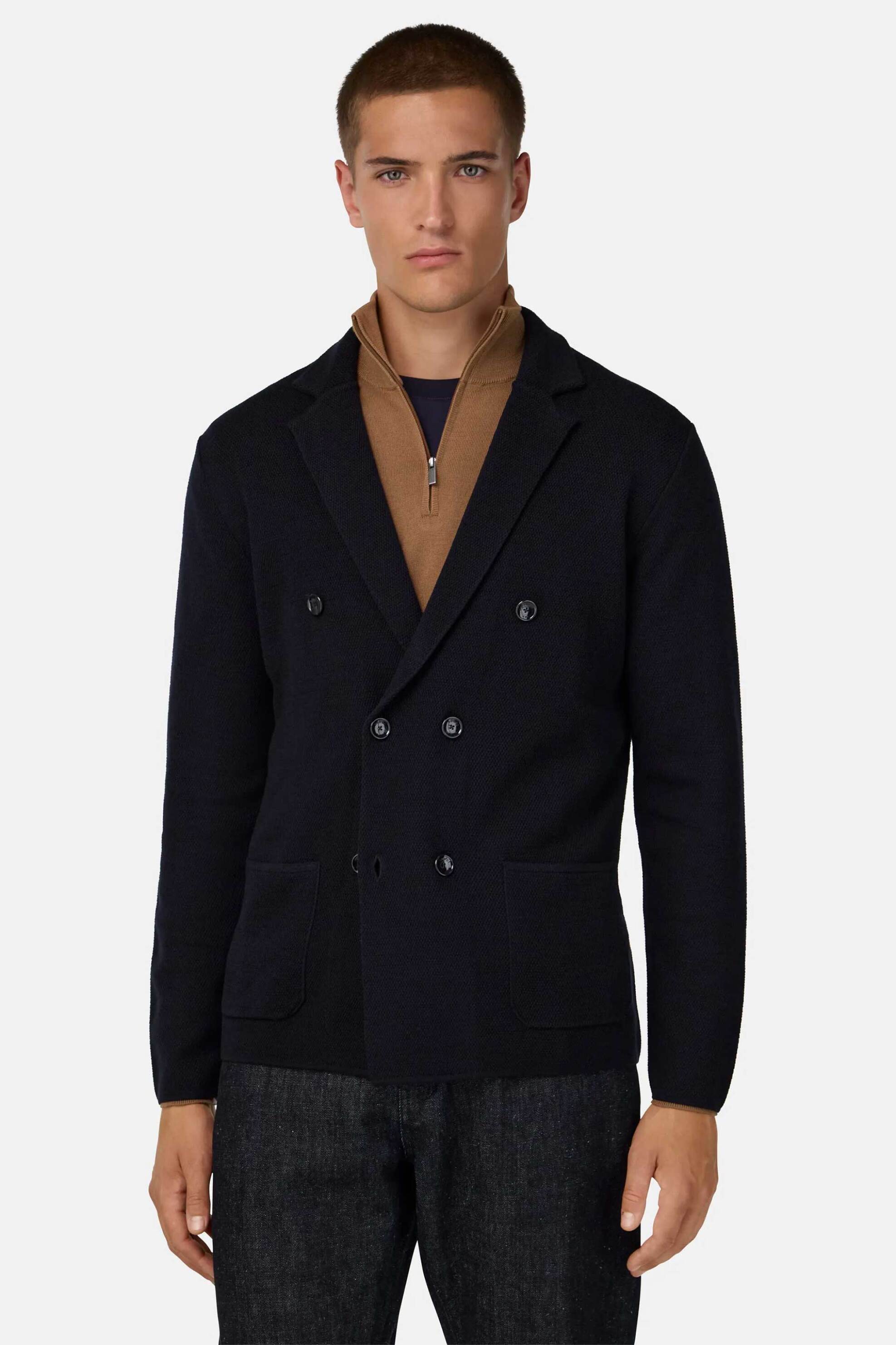 Boggi Milano ανδρικό μάλλινο σακάκι - BO25A086101 Μπλε Σκούρο