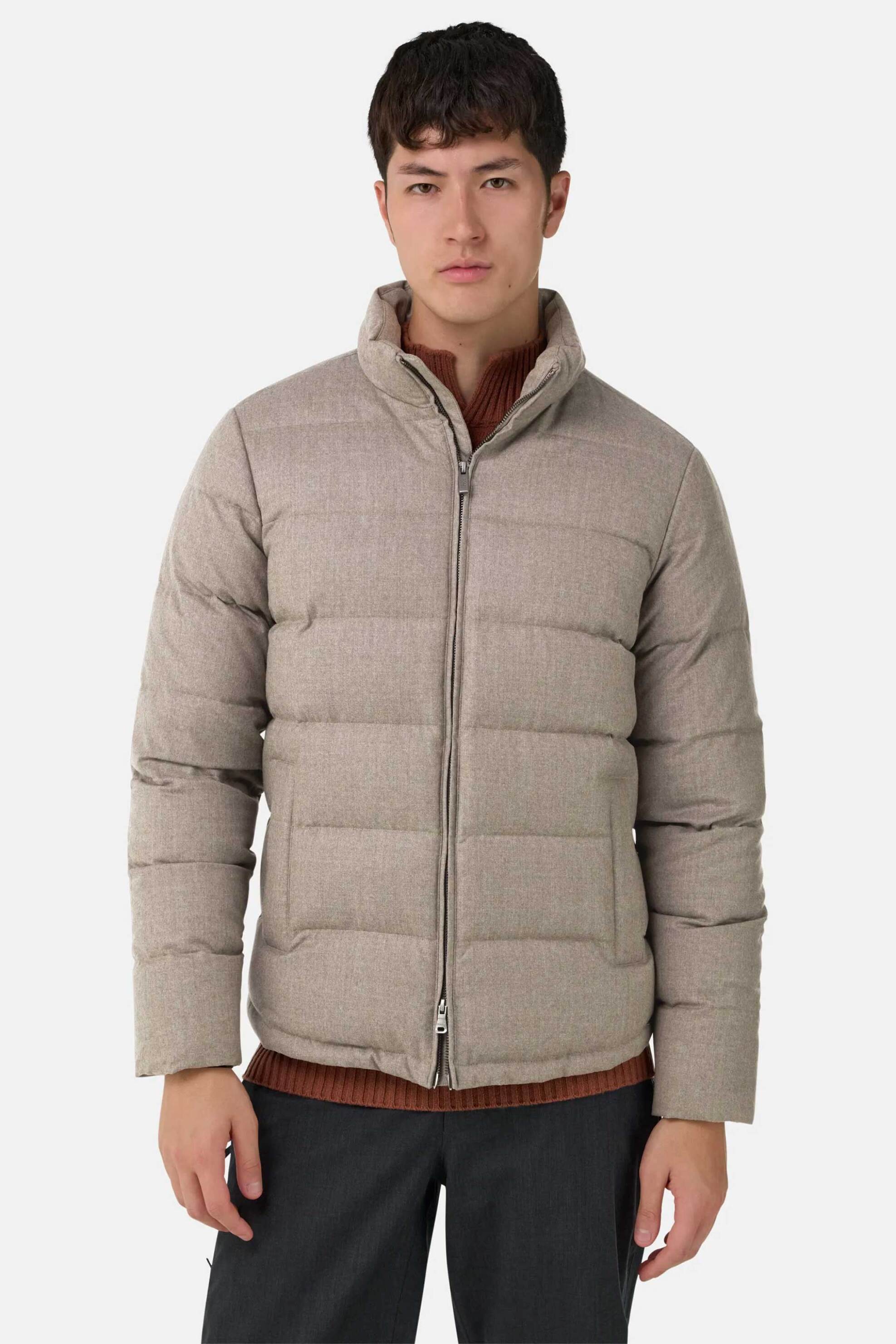 Boggi Milano ανδρικό μπουφάν μονόχρωμο με καπιτονέ σχέδιο - BO25A008203 Μπεζ