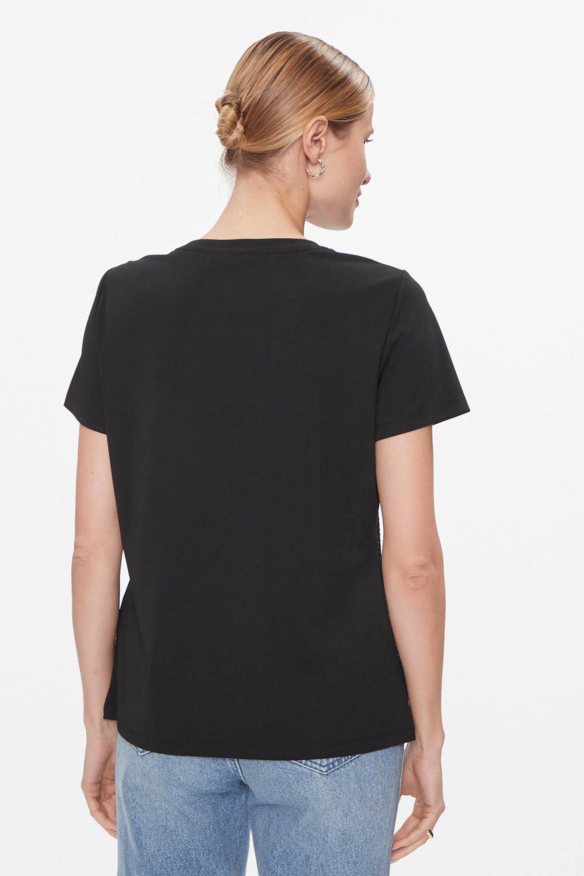 DKNY γυναικεία μπλούζα με strass logo μπροστά - P3JHXDNA Μαύρο