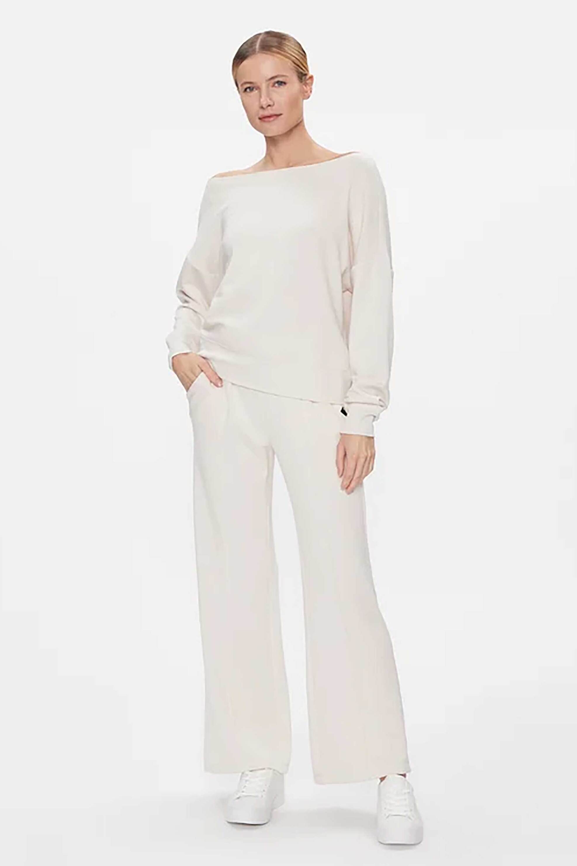  DKNY γυναικείο παντελόνι μονόχρωμο Straight Fit - DP3P3339 Εκρού 2025