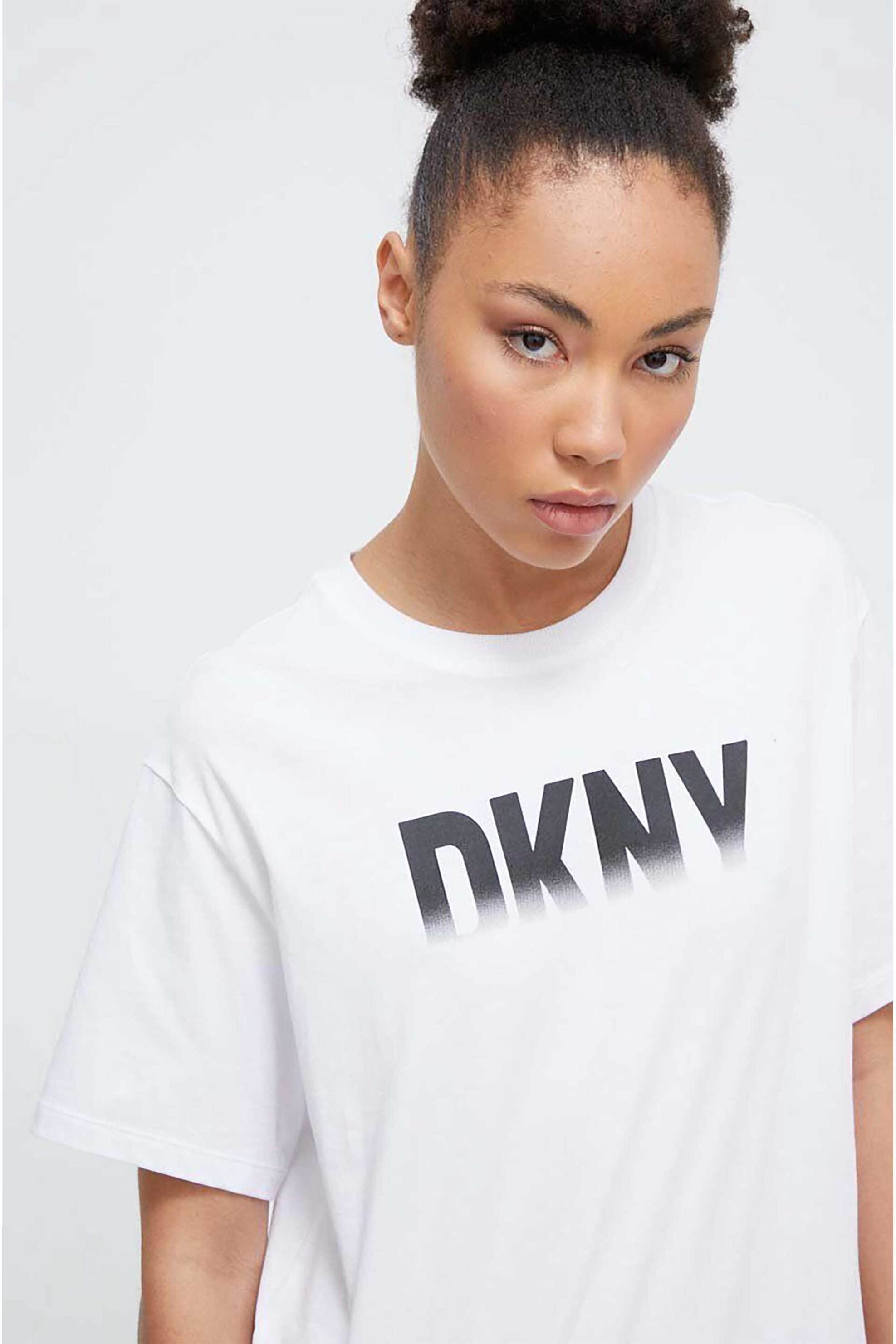 DKNY DKNY γυναικείο βαμβακερό T-shirt με logo μπροστά - DP3T9626 Λευκό - 3