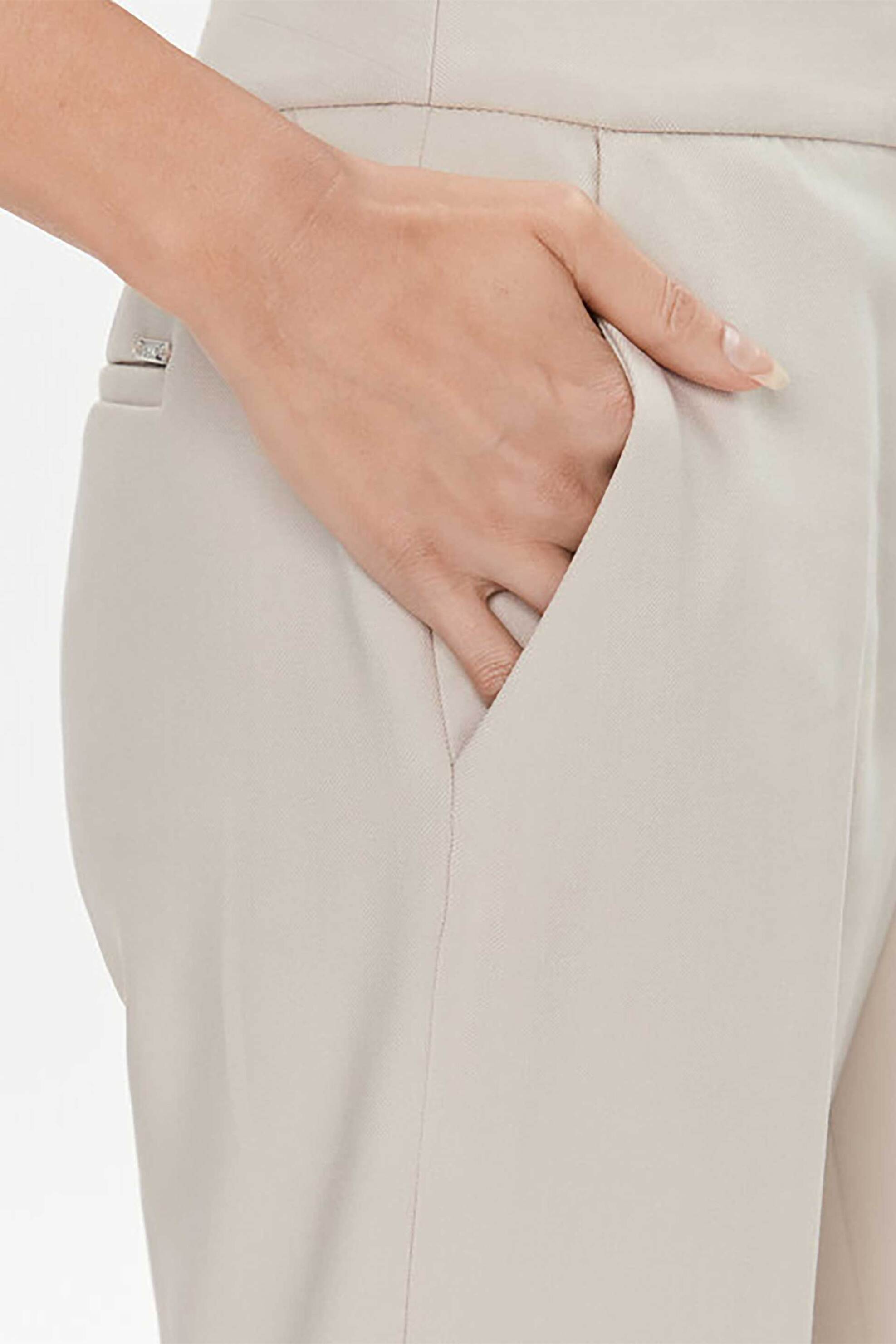 Dkny Γυναικείο Παντελόνι Μονόχρωμο με Πιέτες Straight Fit - Uk3Px021 Μπεζ