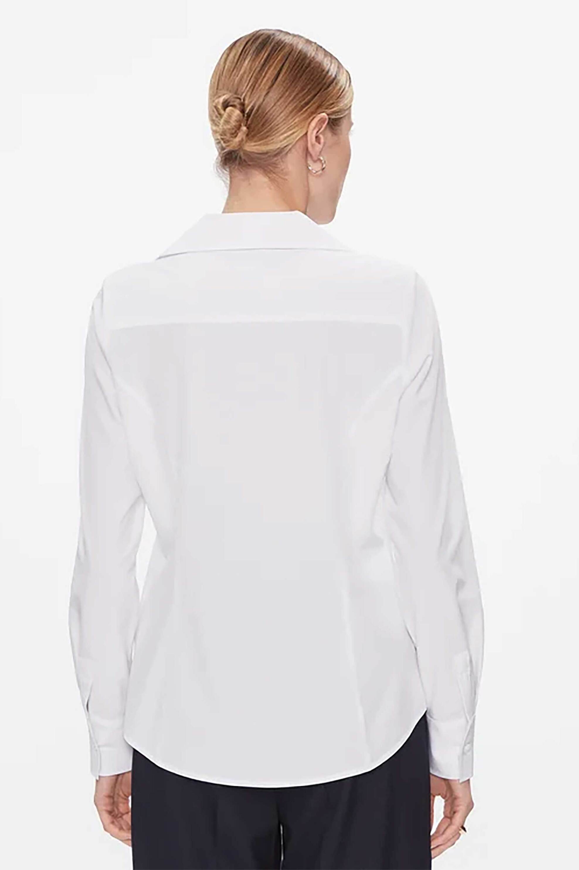 DKNY γυναικείο πουκάμισο μονόχρωμο με κλασικό γιακά - UK3T0207 Λευκό