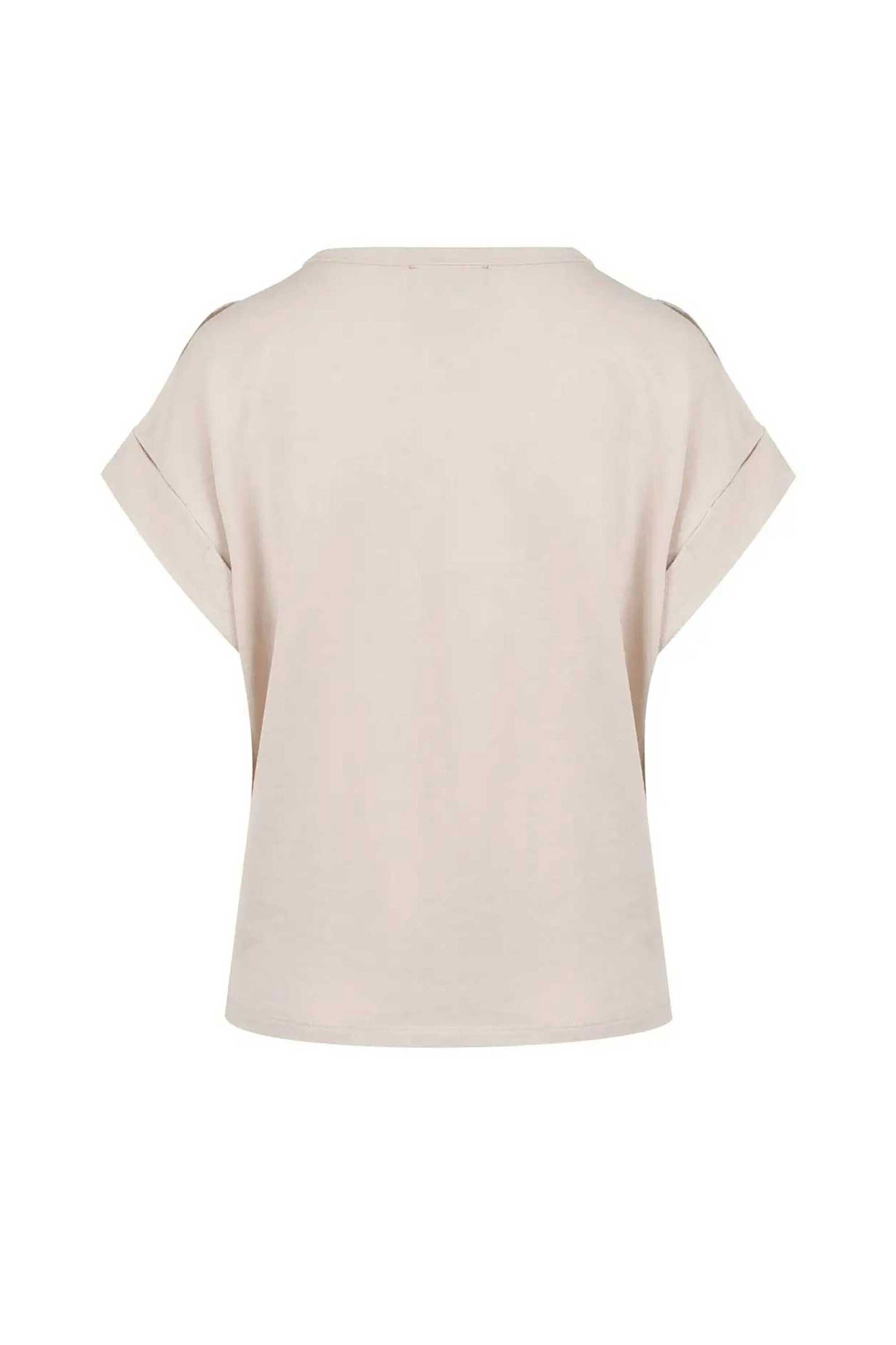DKNY γυναικείο βαμβακερό T-shirt με λεπτομέρεια στους ώμους - E3KH0VPN Εκρού