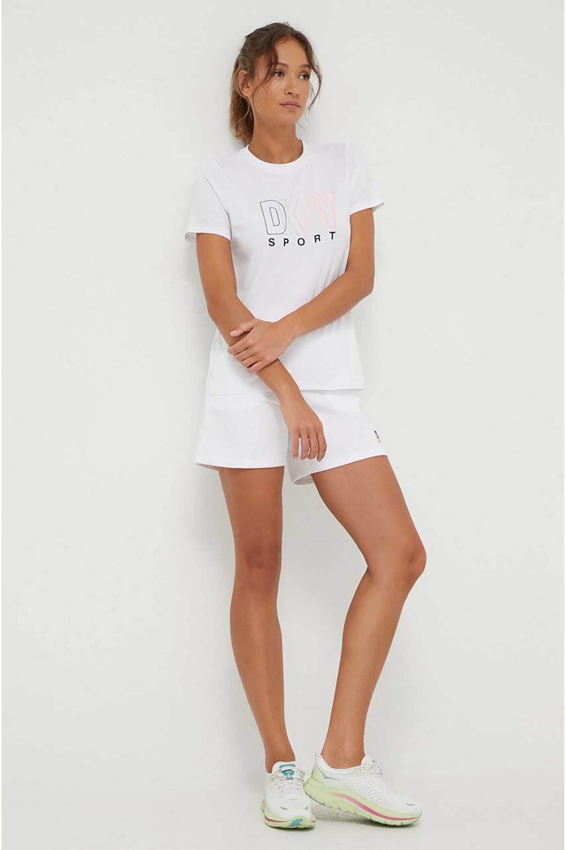 Dkny Γυναικείο T-Shirt Μονόχρωμο με Πολύχρωμο Logo Print - Dp1T8816 Λευκό