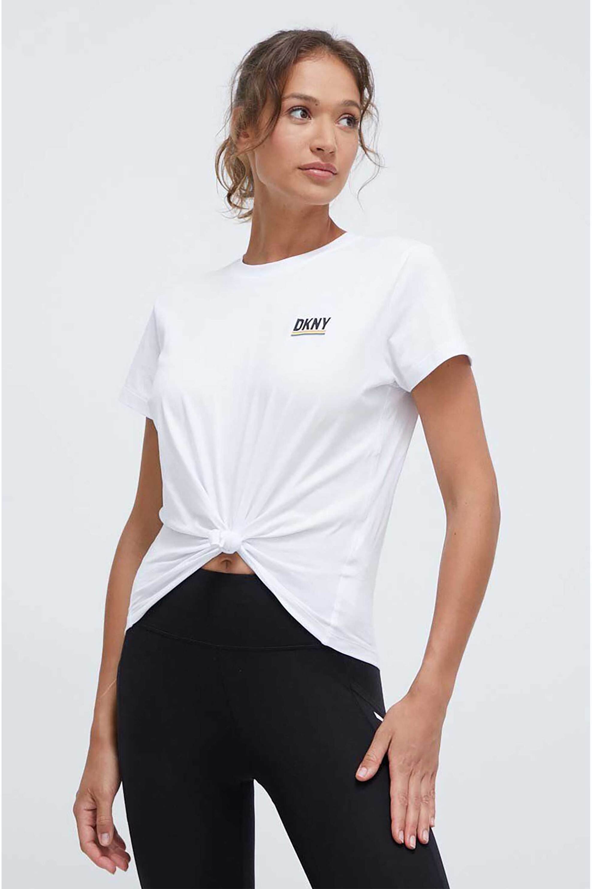  DKNY γυναικείο βαμβακερό T-shirt μονόχρωμο με contrast logo print - DP3T9660 Λευκό 2025