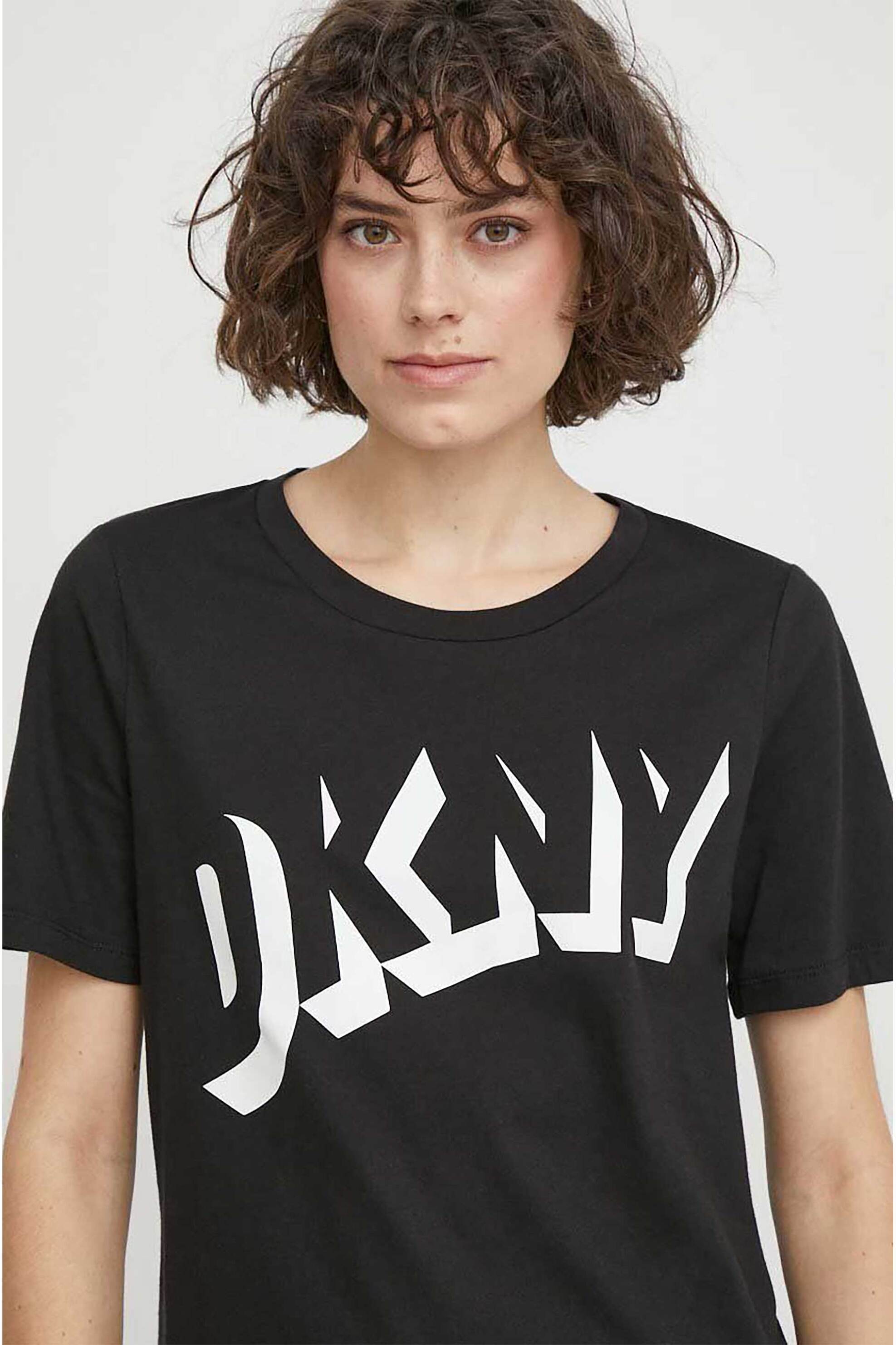 DKNY γυναικείο βαμβακερό T-shirt μονόχρωμο με 3D logo print - D2A4A0AT Μαύρο