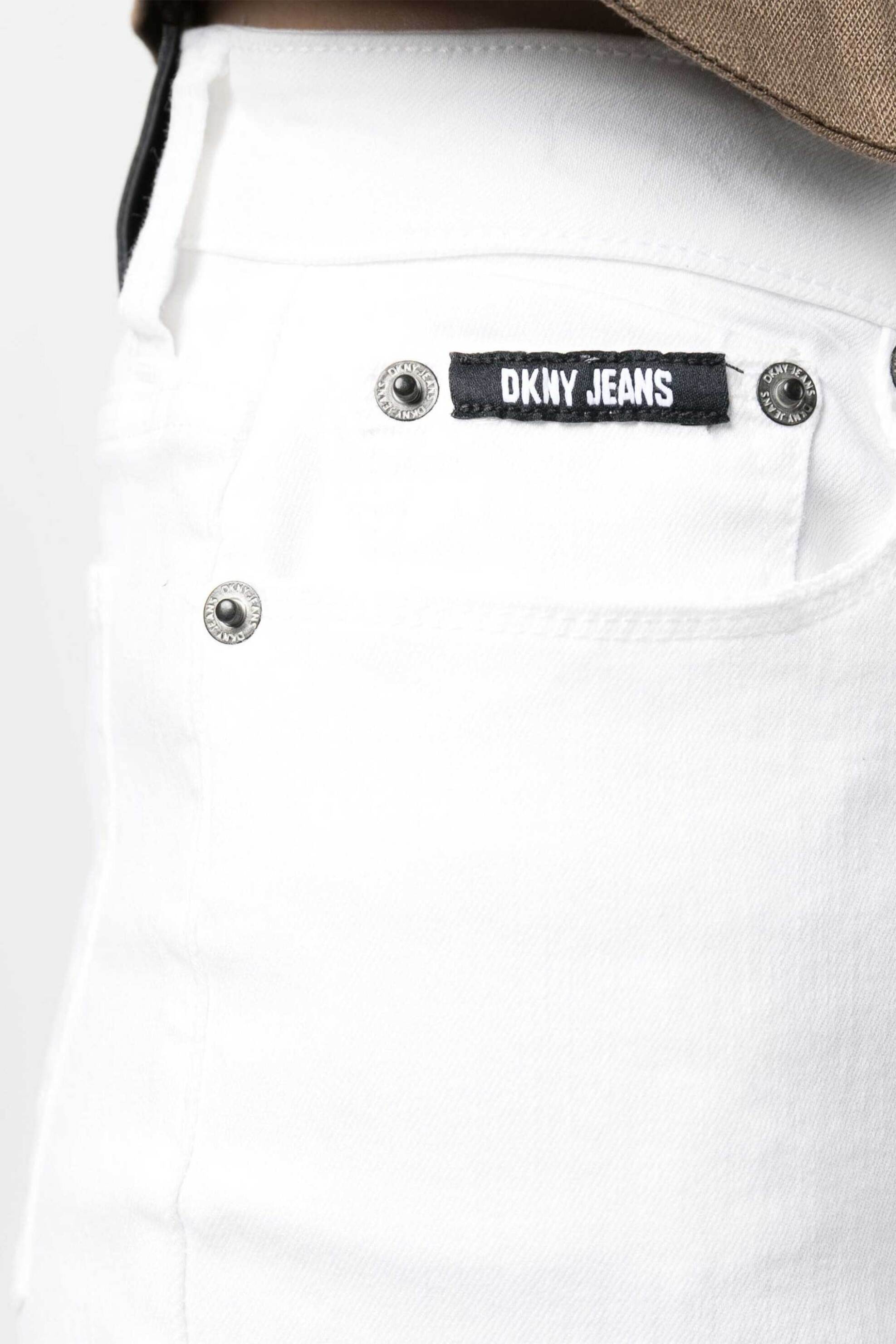 DKNY γυναικείο τζην παντελόνι cropped μονόχρωμο πεντάτσεπο Slim Fit - E0RL2630 Λευκό