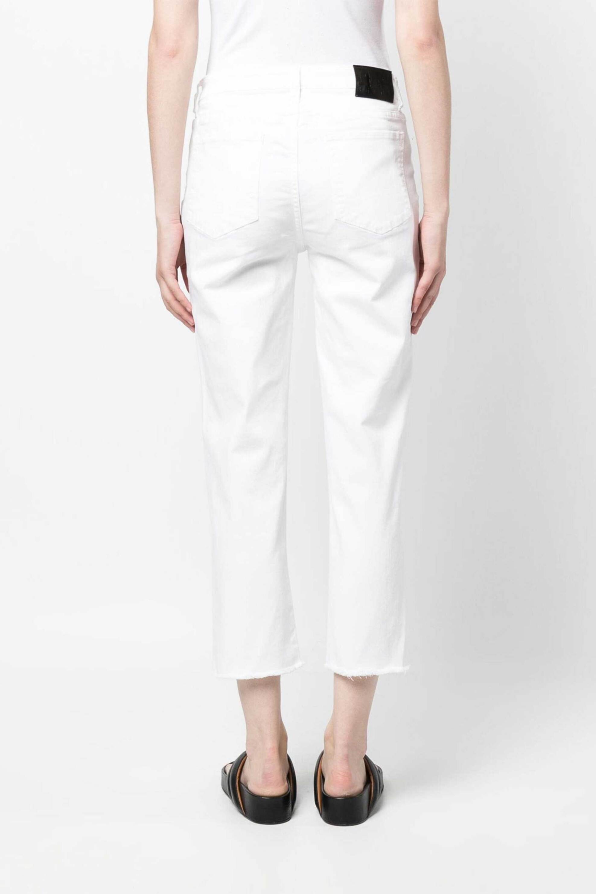 Dkny Γυναικείο Τζην Παντελόνι Cropped Μονόχρωμο Πεντάτσεπο Slim Fit - E0Rl2630 Λευκό