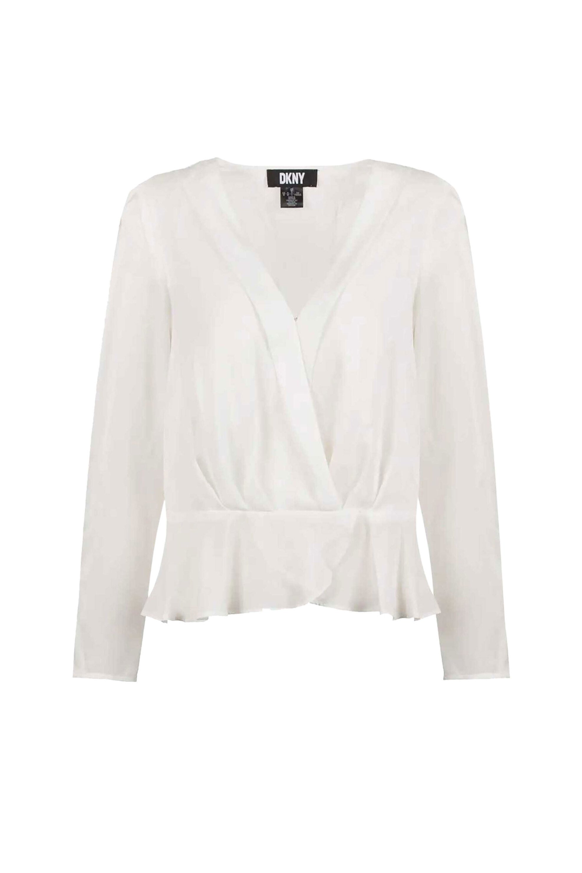 DKNY γυναικεία μπλούζα μονόχρωμη κρουαζέ - P34ANQ01 Λευκό