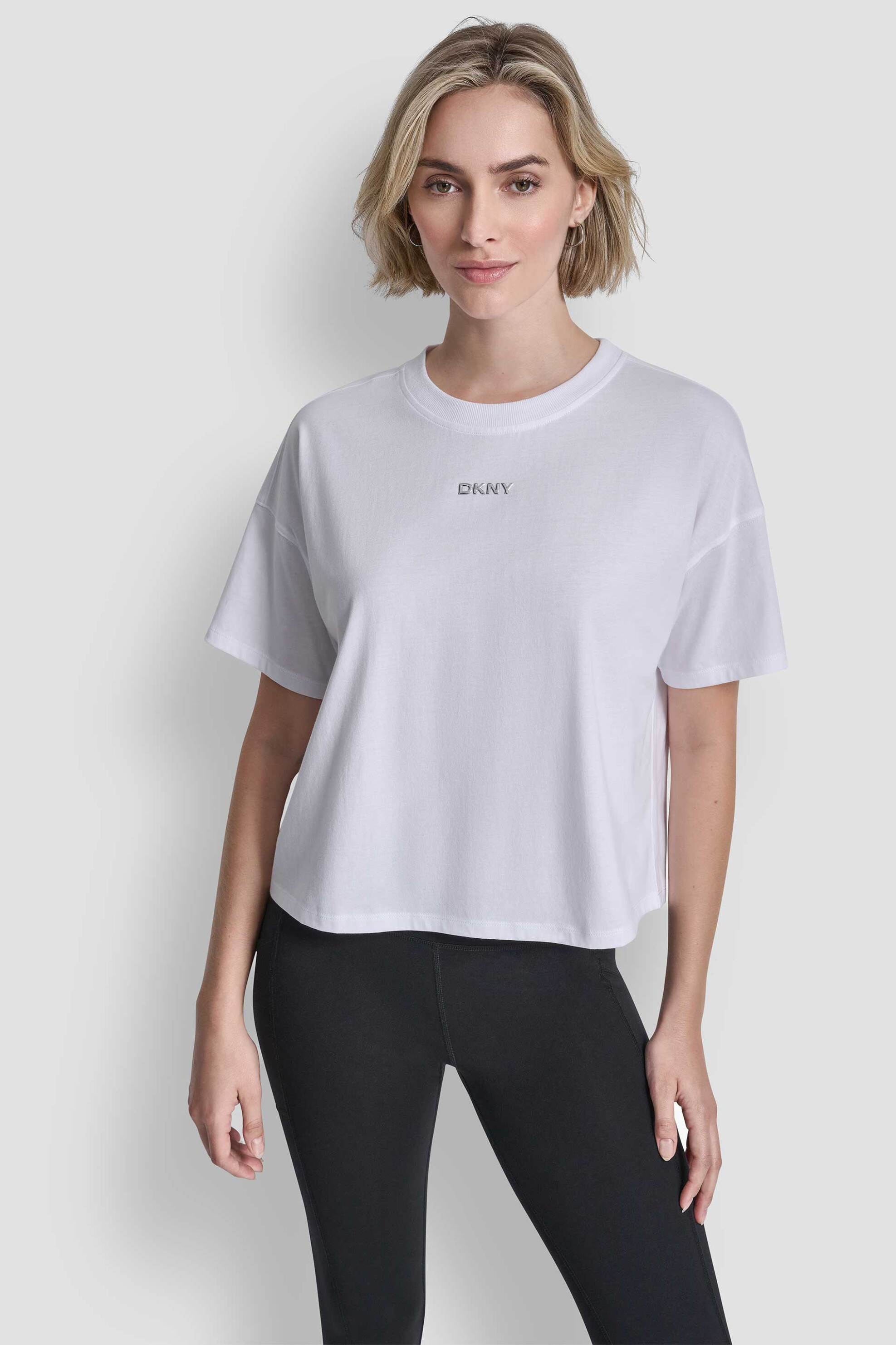 DKNY γυναικείο T-shirt με ανάγλυφο λογότυπο - DP6T1662 Λευκό