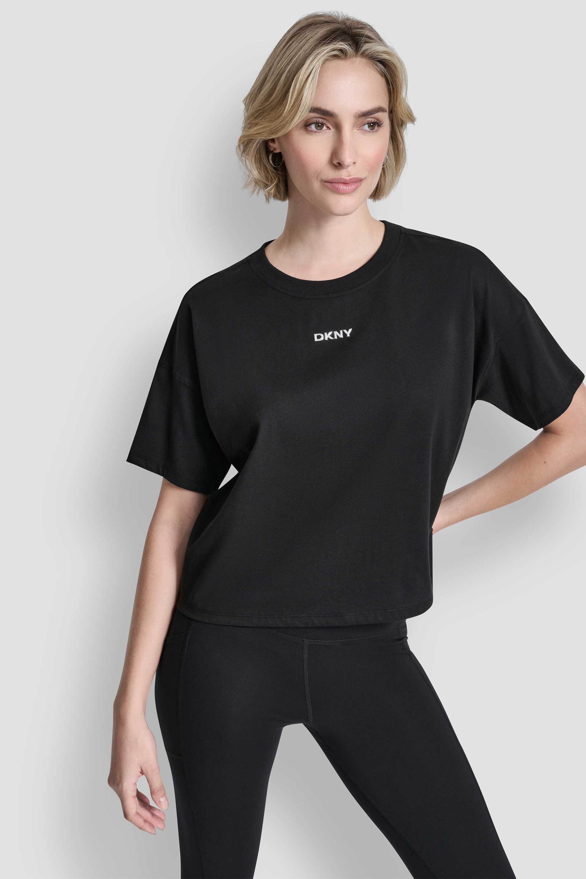 DKNY γυναικείο T-shirt με ανάγλυφο λογότυπο - DP6T1662 Μαύρο