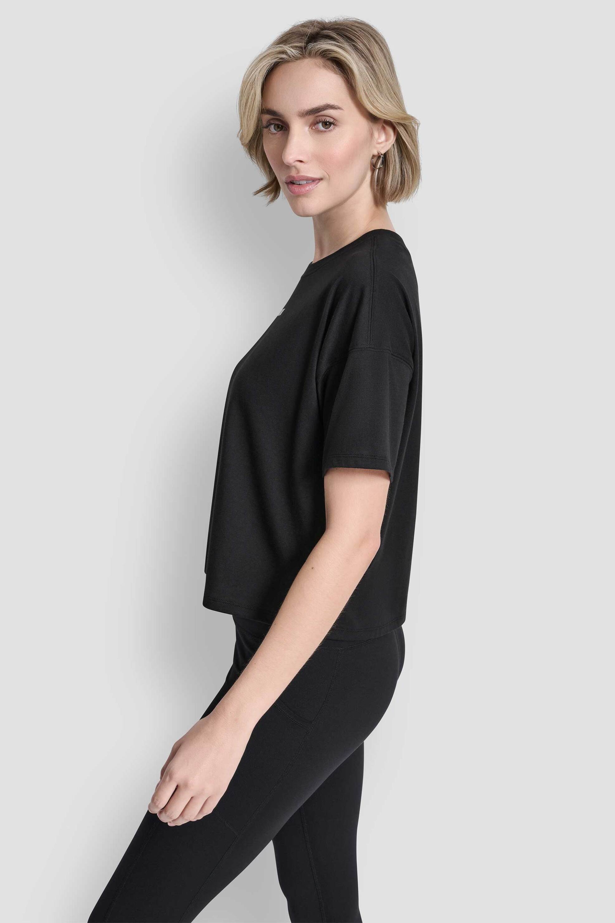 DKNY γυναικείο T-shirt με ανάγλυφο λογότυπο - DP6T1662 Μαύρο