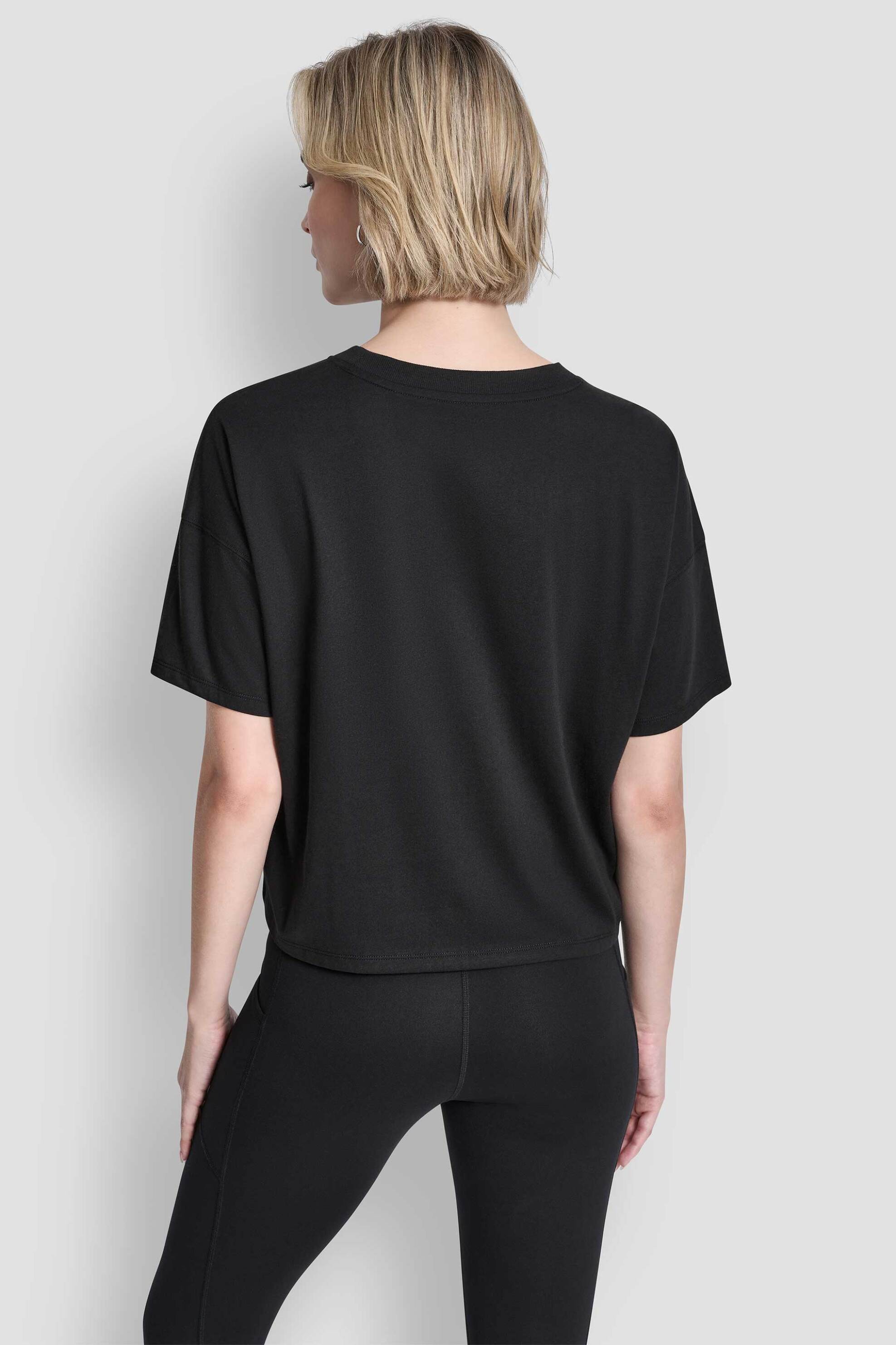 Dkny Γυναικείο T-Shirt με Ανάγλυφο Λογότυπο - Dp6T1662 Μαύρο