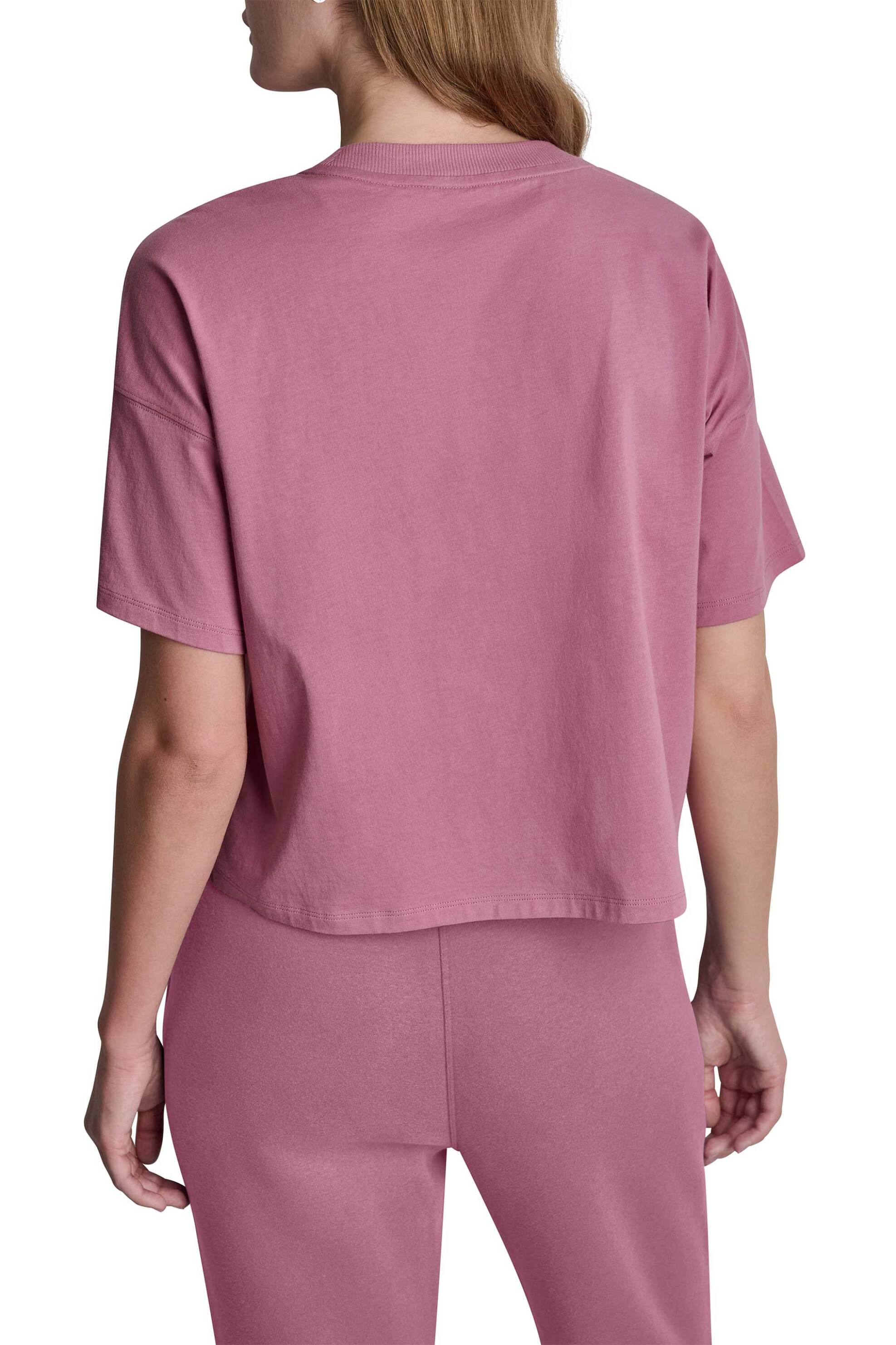 Dkny Γυναικείο T-Shirt με Ανάγλυφο Λογότυπο - Dp6T1662 Ροζ