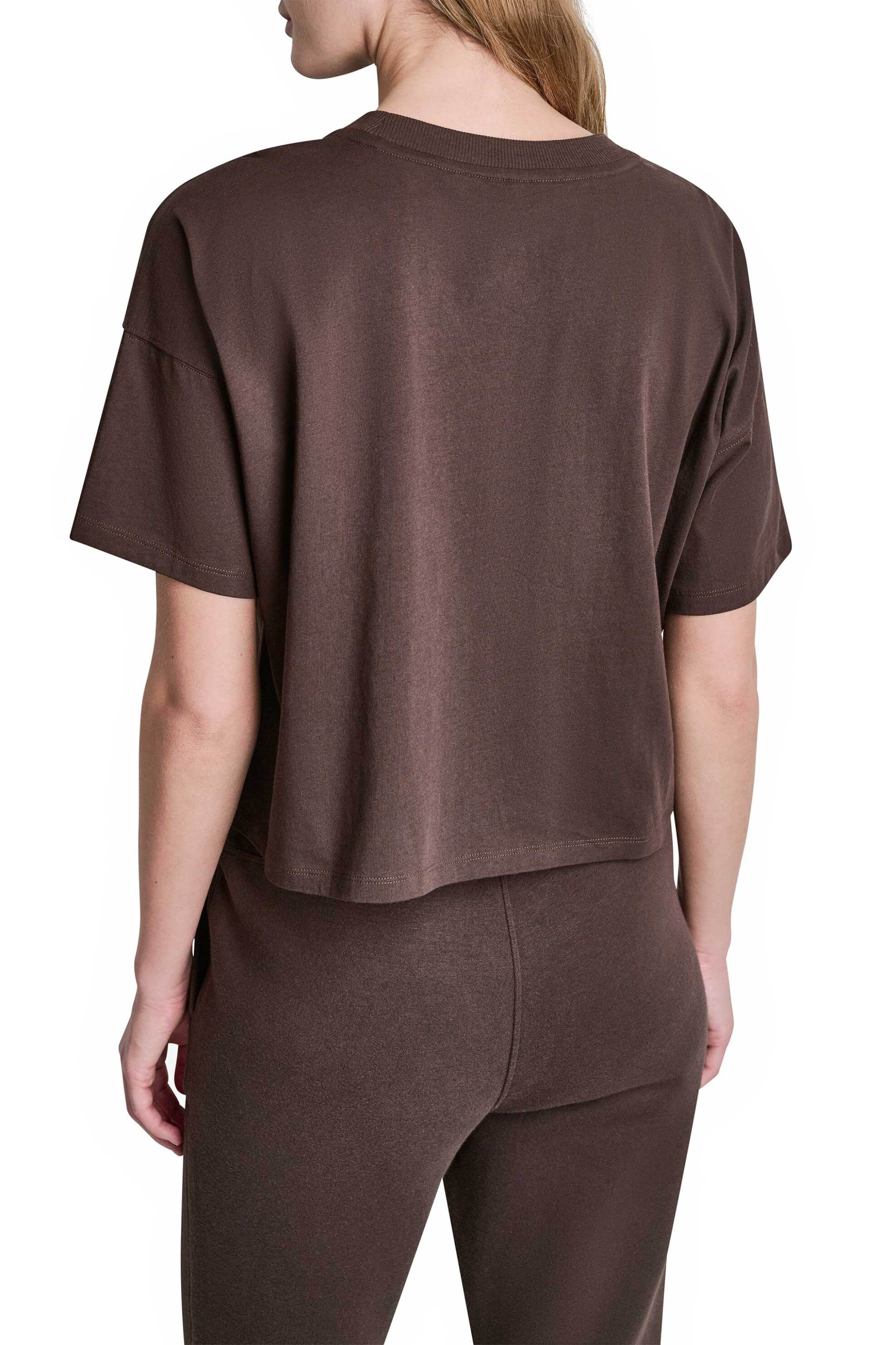 Dkny Γυναικείο T-Shirt με Ανάγλυφο Λογότυπο - Dp6T1662 Καφέ Σκούρο