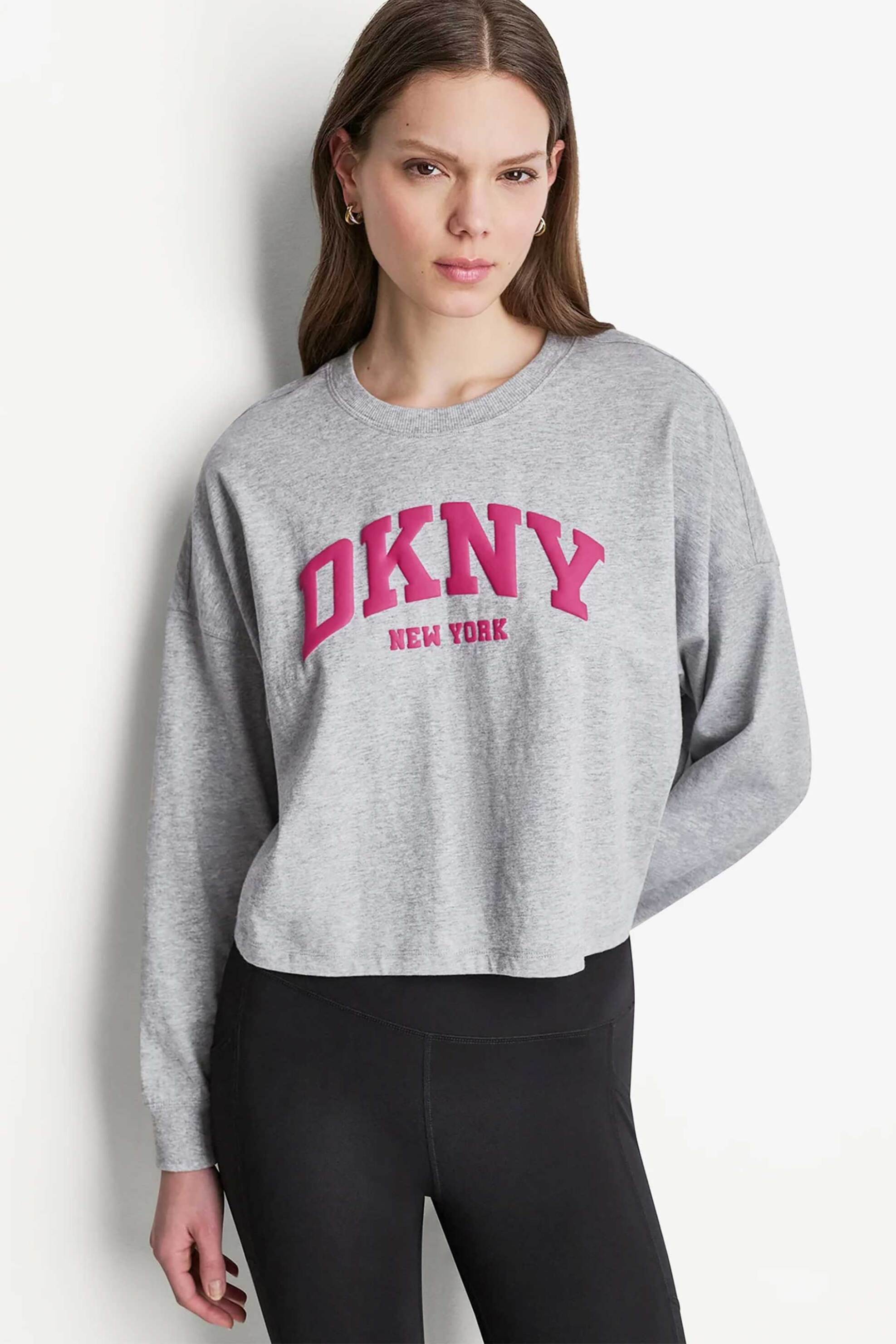 DKNY γυναικεία μπλούζα με ανάγλυφο λογότυπο - DP6T1723 Γκρι