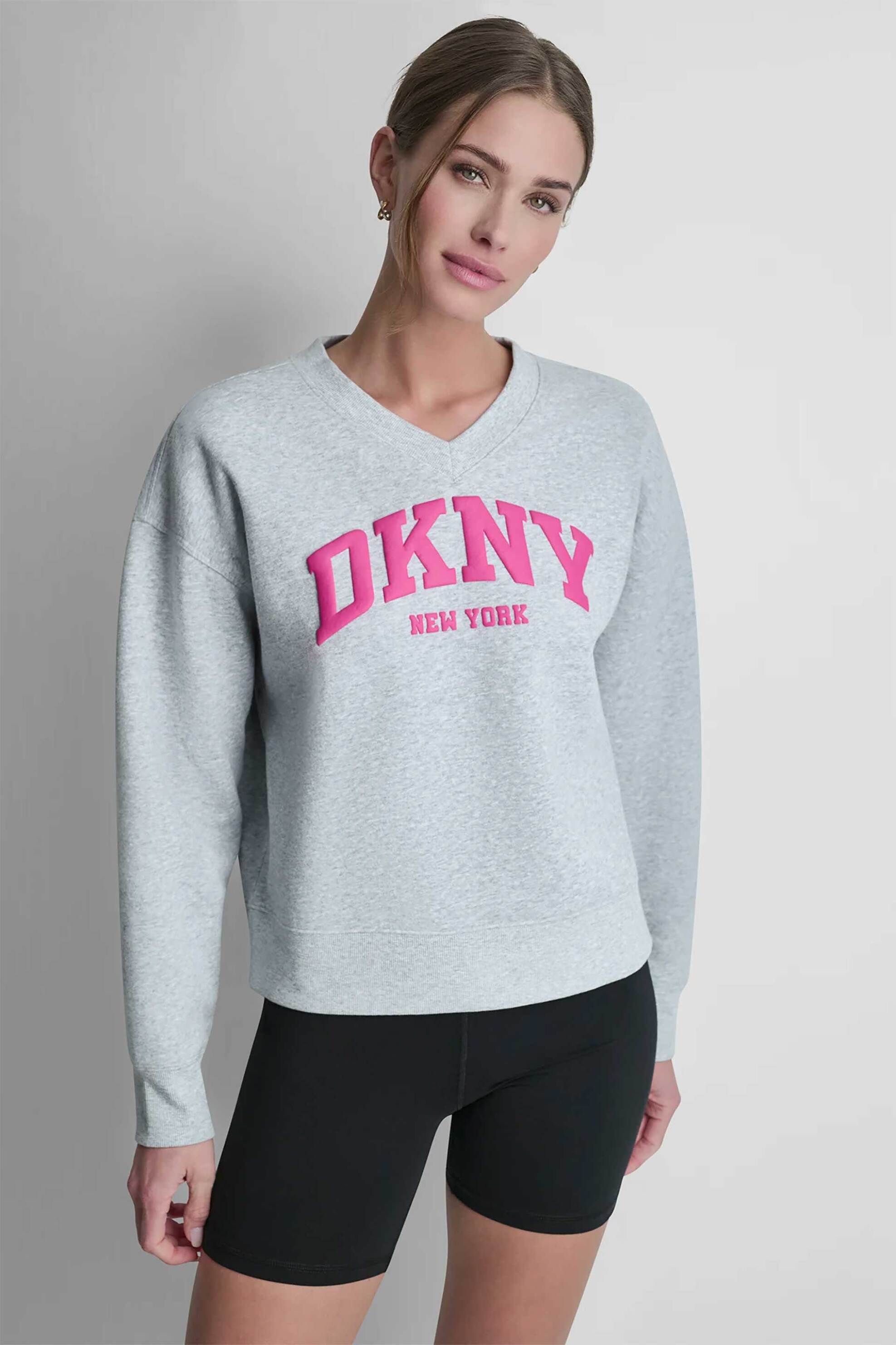DKNY γυναικεία μπλούζα φούτερ με ανάγλυφο λογότυπο - DP6T1725 Γκρι