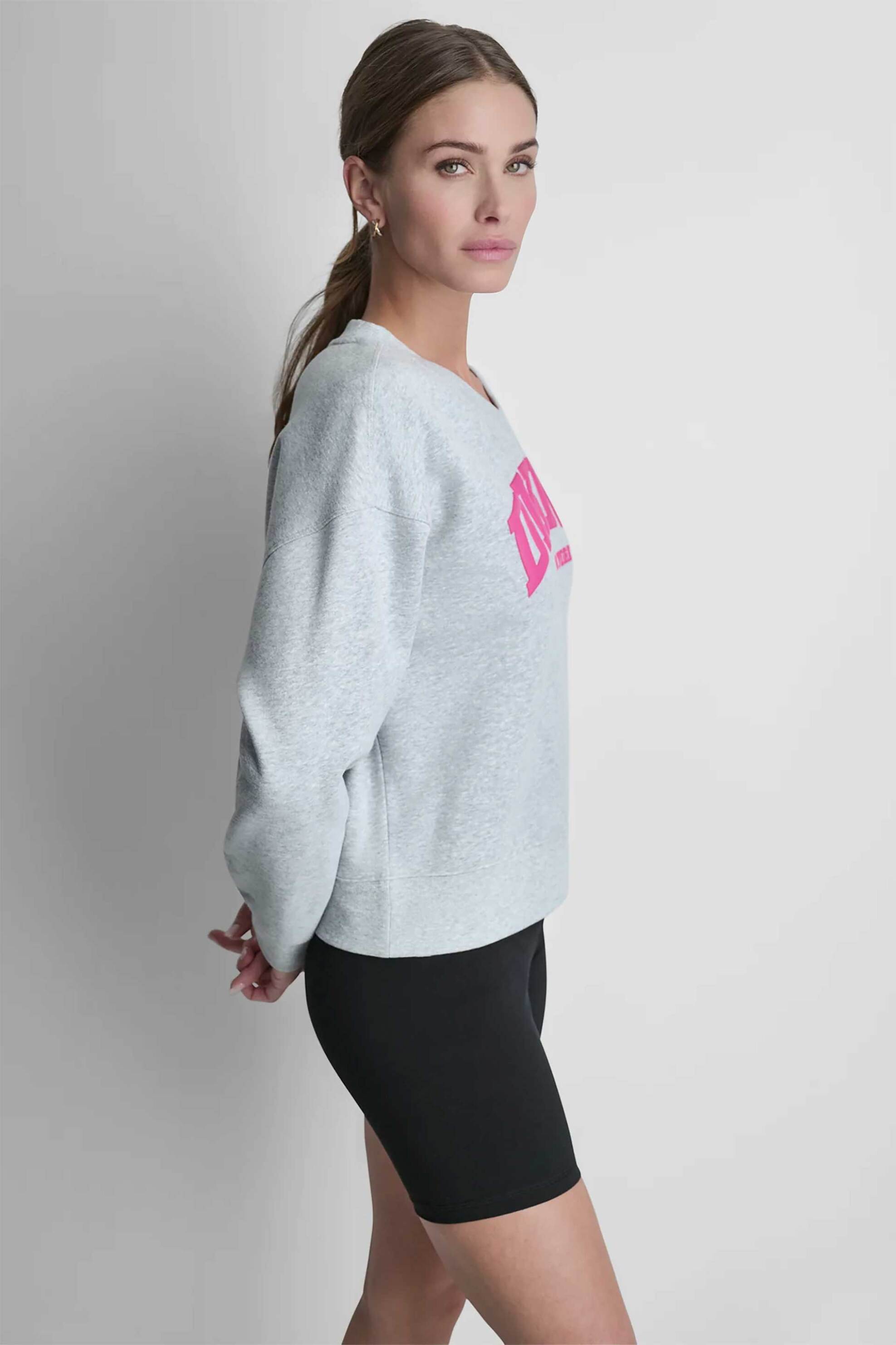 DKNY γυναικεία μπλούζα φούτερ με ανάγλυφο λογότυπο - DP6T1725 Γκρι