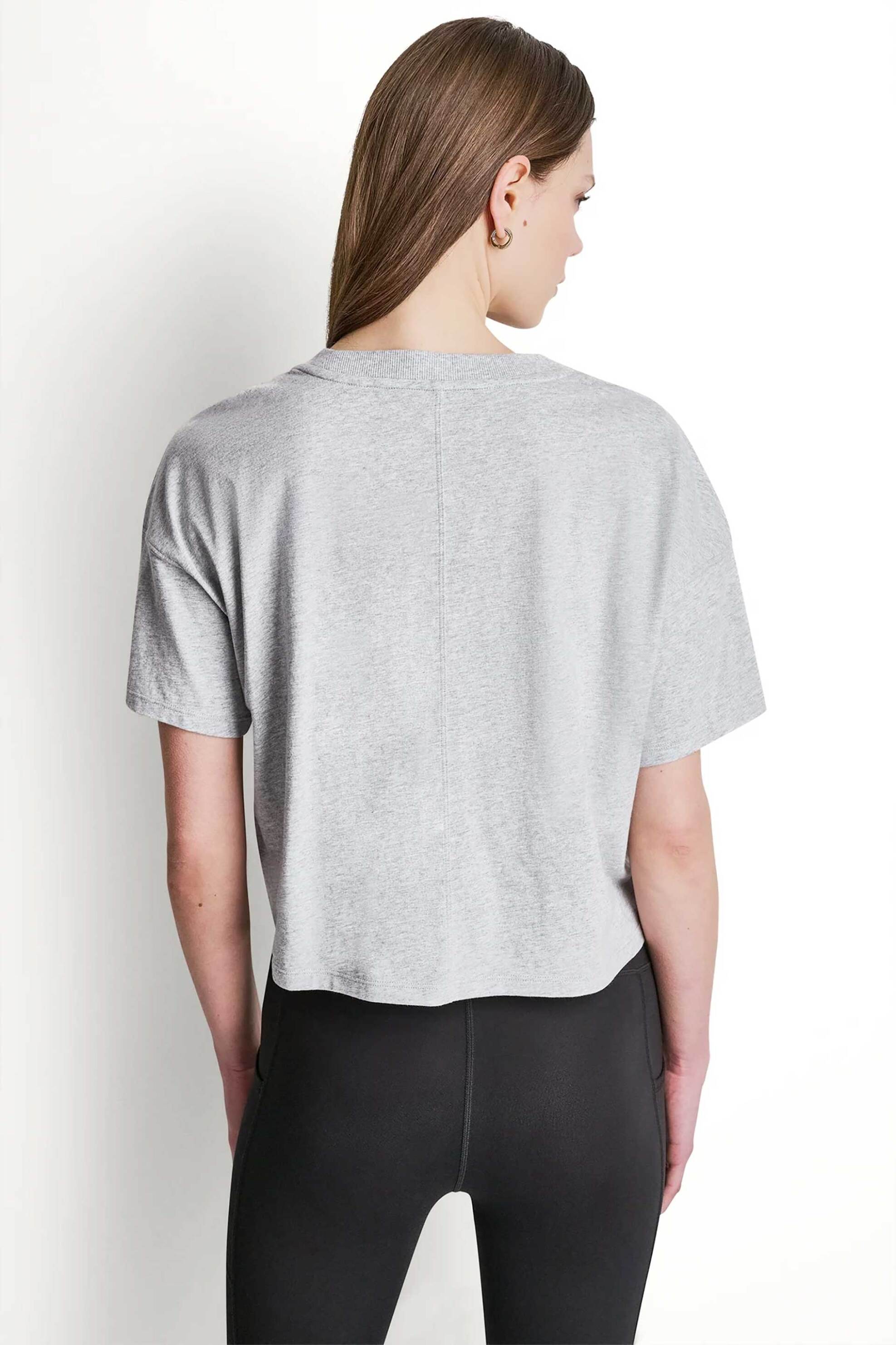 Dkny Γυναικείο T-Shirt με Ανάγλυφο Λογότυπο Στρας Relaxed Fit - Dp6T1731 Γκρι