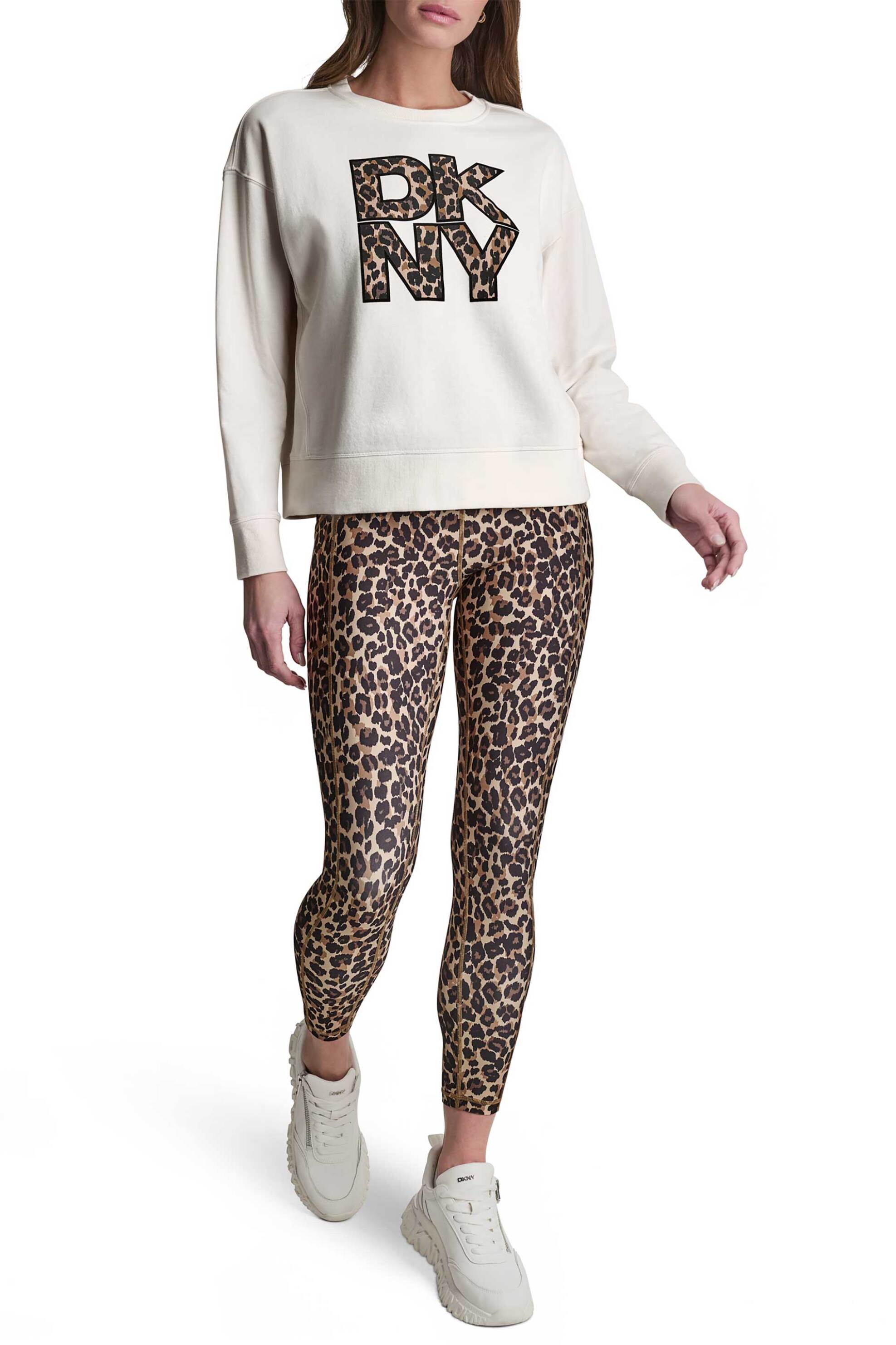 DKNY γυναικεία μπλούζα φούτερ με animal print λογότυπο - DP6T1867 Εκρού