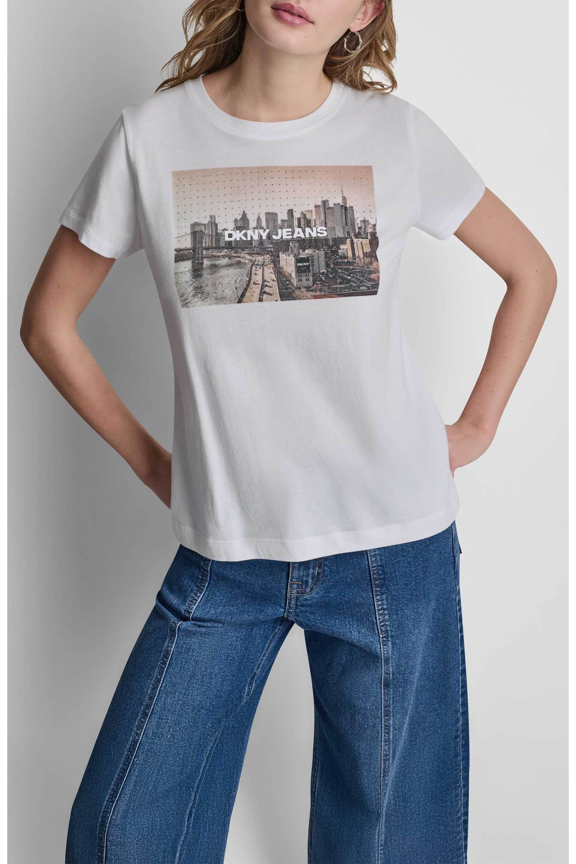 DKNY γυναικείο T-shirt με print Regular Fit - DJ6T1794 Λευκό