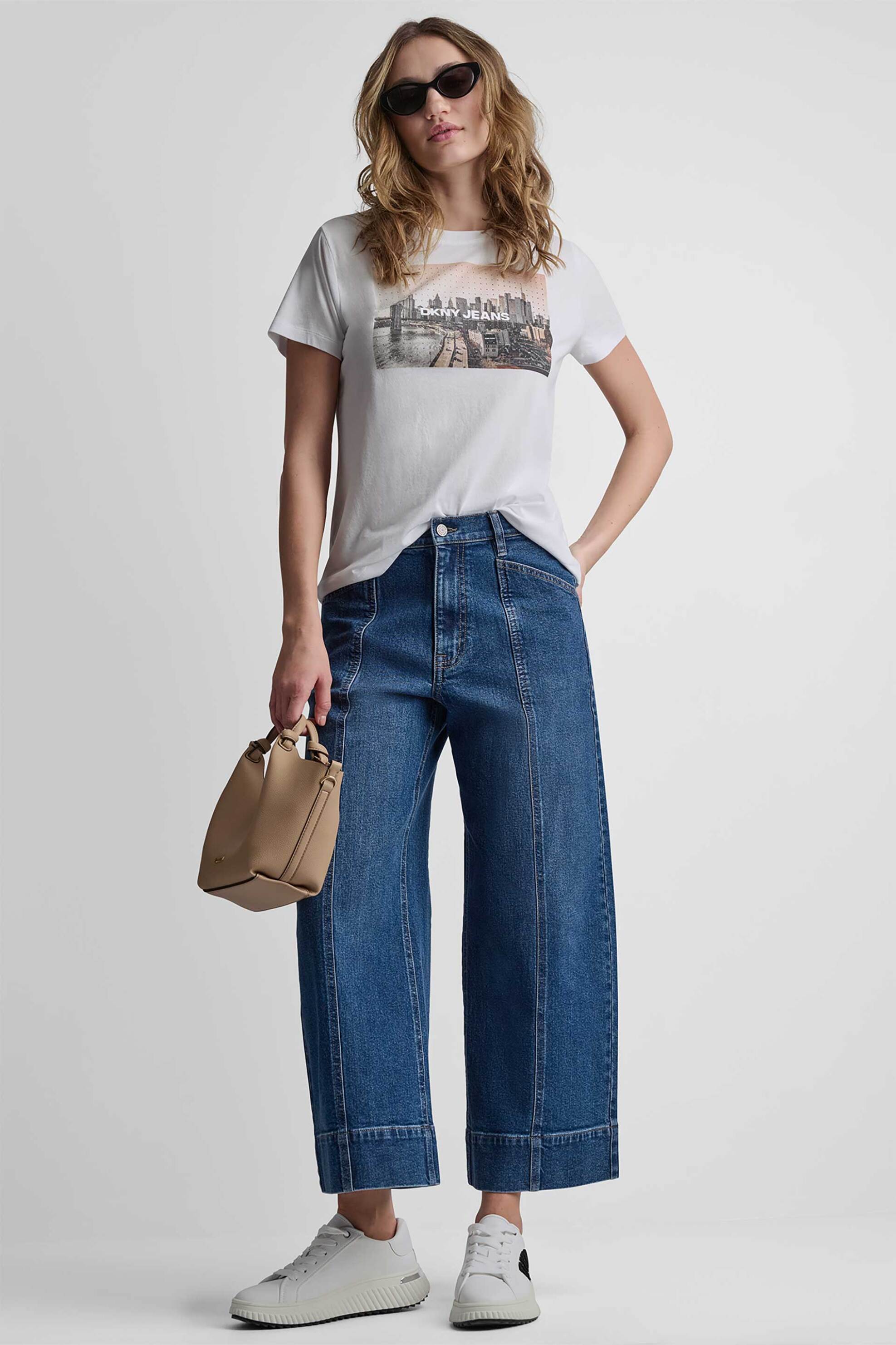 DKNY γυναικείο T-shirt με print Regular Fit - DJ6T1794 Λευκό