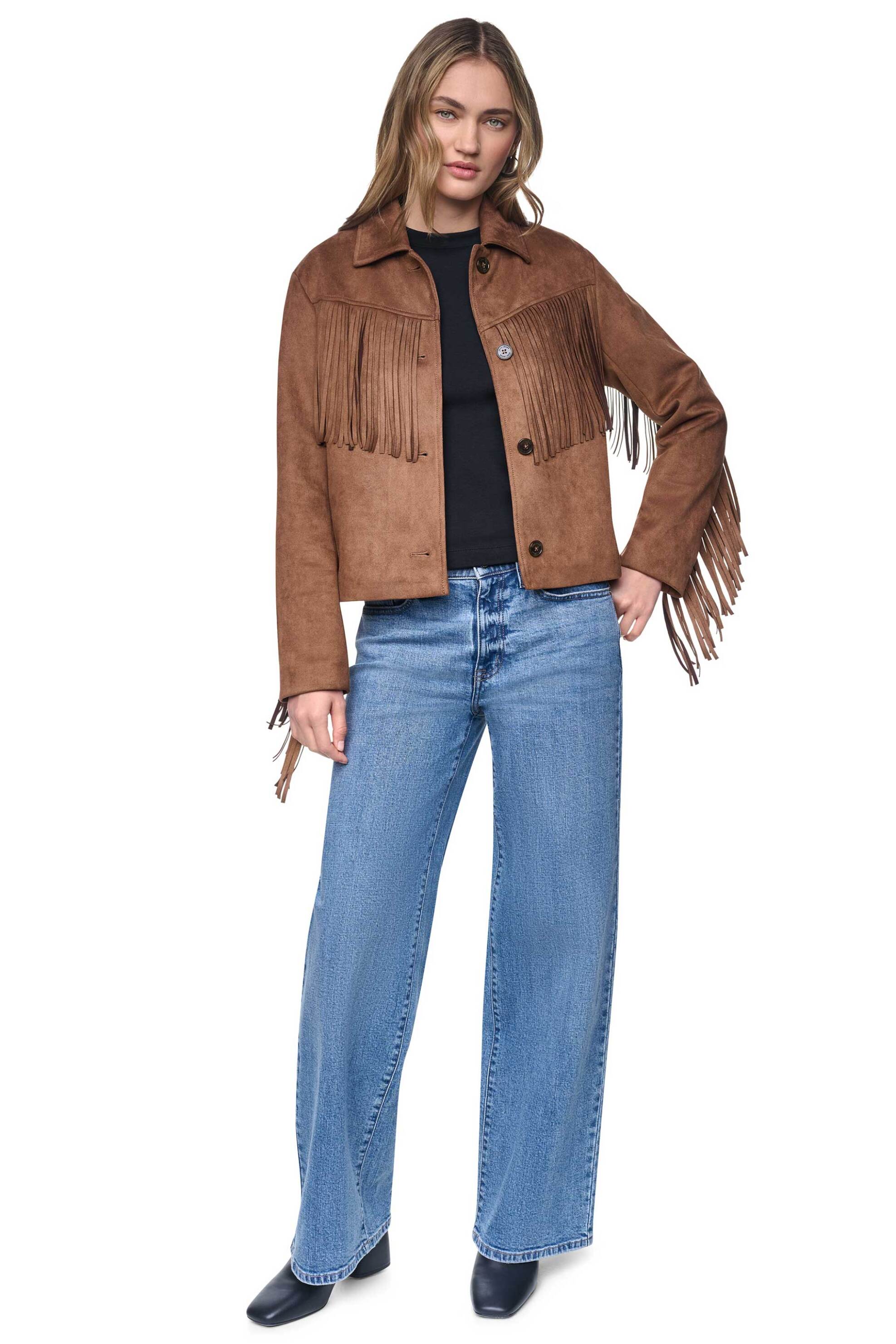 DKNY γυναικείο jacket με κρόσσια - DJ6J6238 Καφέ