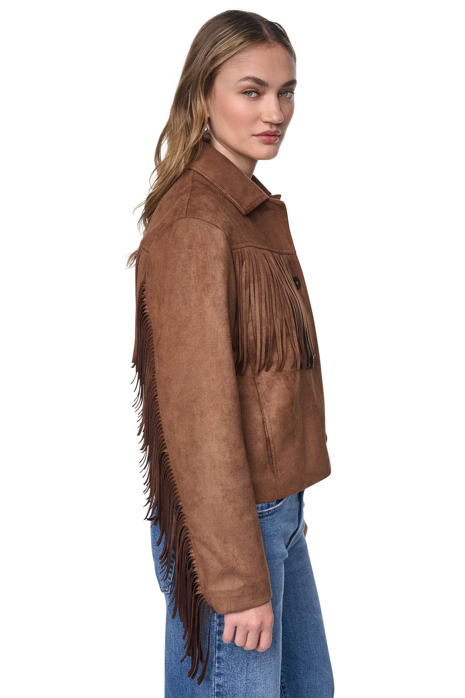 Dkny Γυναικείο Jacket με Κρόσσια - Dj6J6238 Καφέ