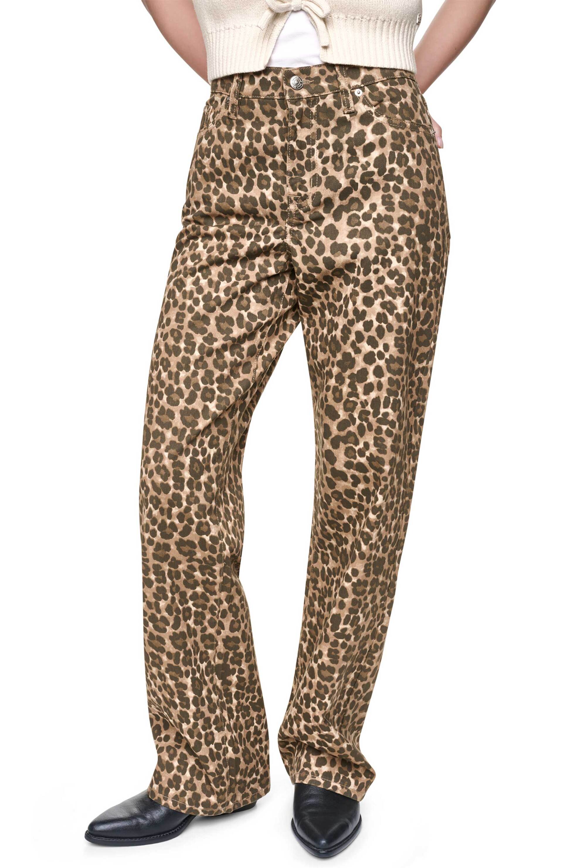 DKNY γυναικείο παντελόνι denim animal print - DJ6M4202 Καφέ