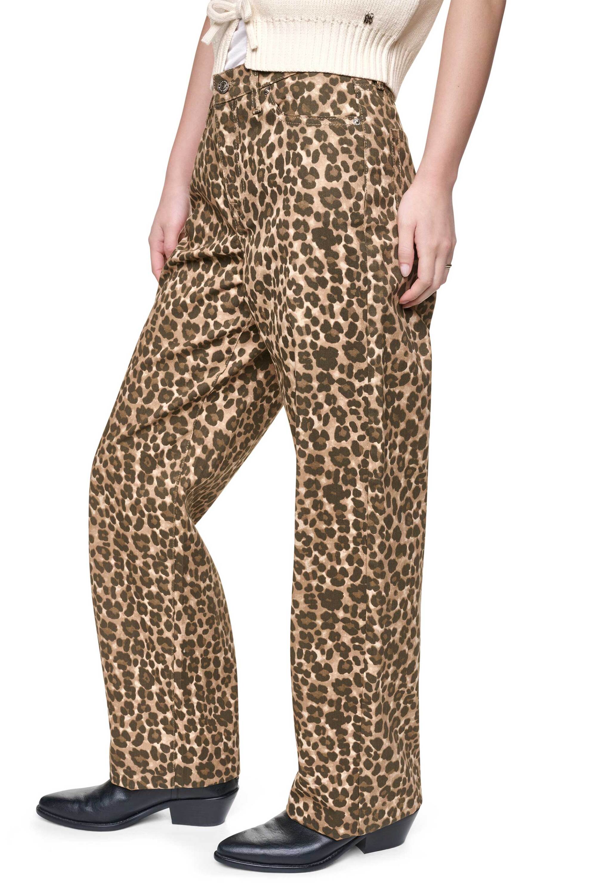 DKNY DKNY γυναικείο παντελόνι denim animal print - DJ6M4202 Καφέ - 3
