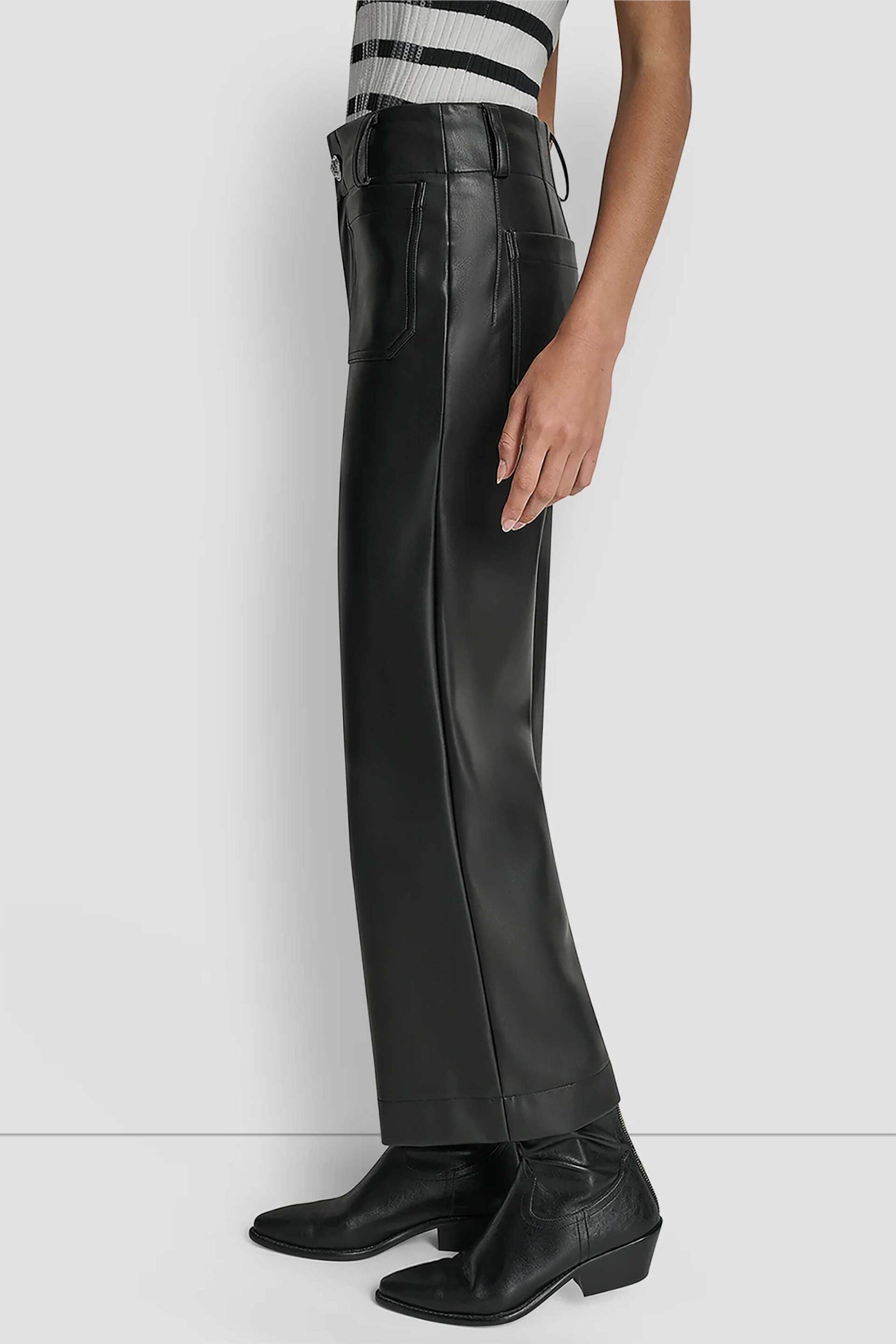 DKNY DKNY γυναικείο παντελόνι cropped faux δέρμα - DJ6P3117 Μαύρο - 3