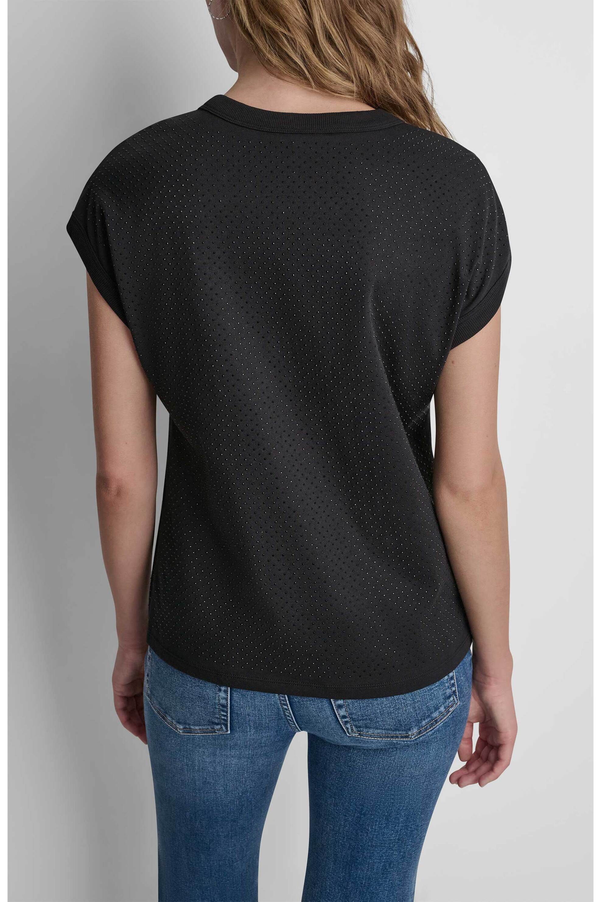 Dkny Γυναικείο T-Shirt με Στρας - Dj6T1772 Μαύρο