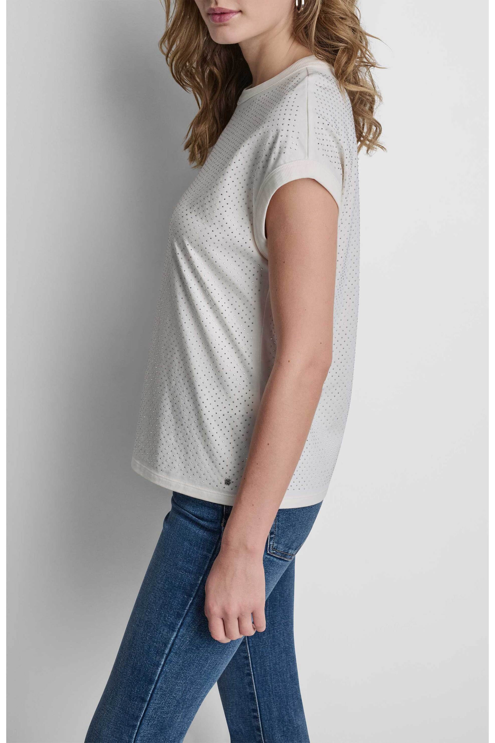 DKNY γυναικείο T-shirt με στρας - DJ6T1772 Εκρού