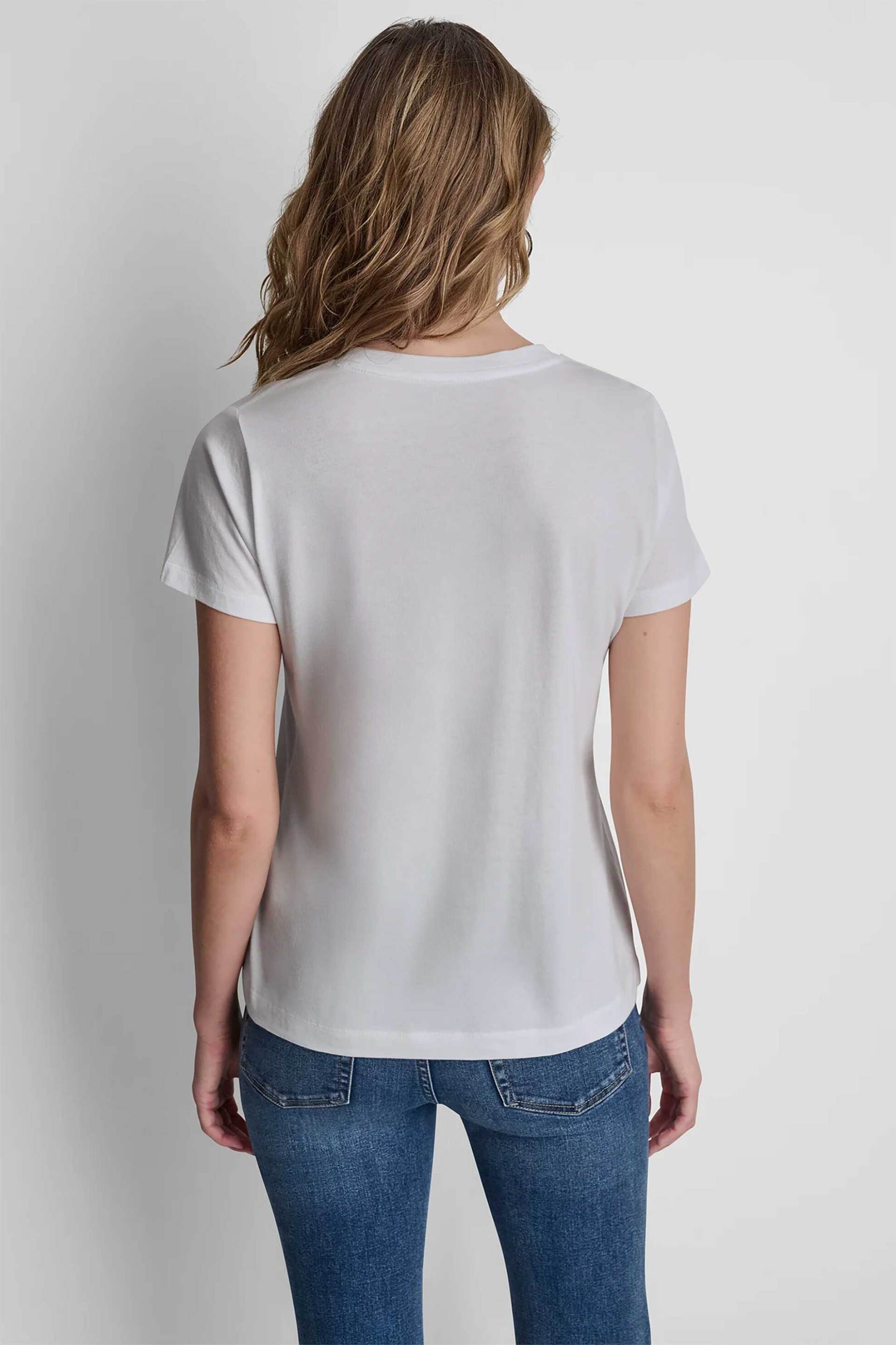 Dkny Γυναικείο T-Shirt με Photoreal Logo Regular Fit - Dj6T1795 Λευκό