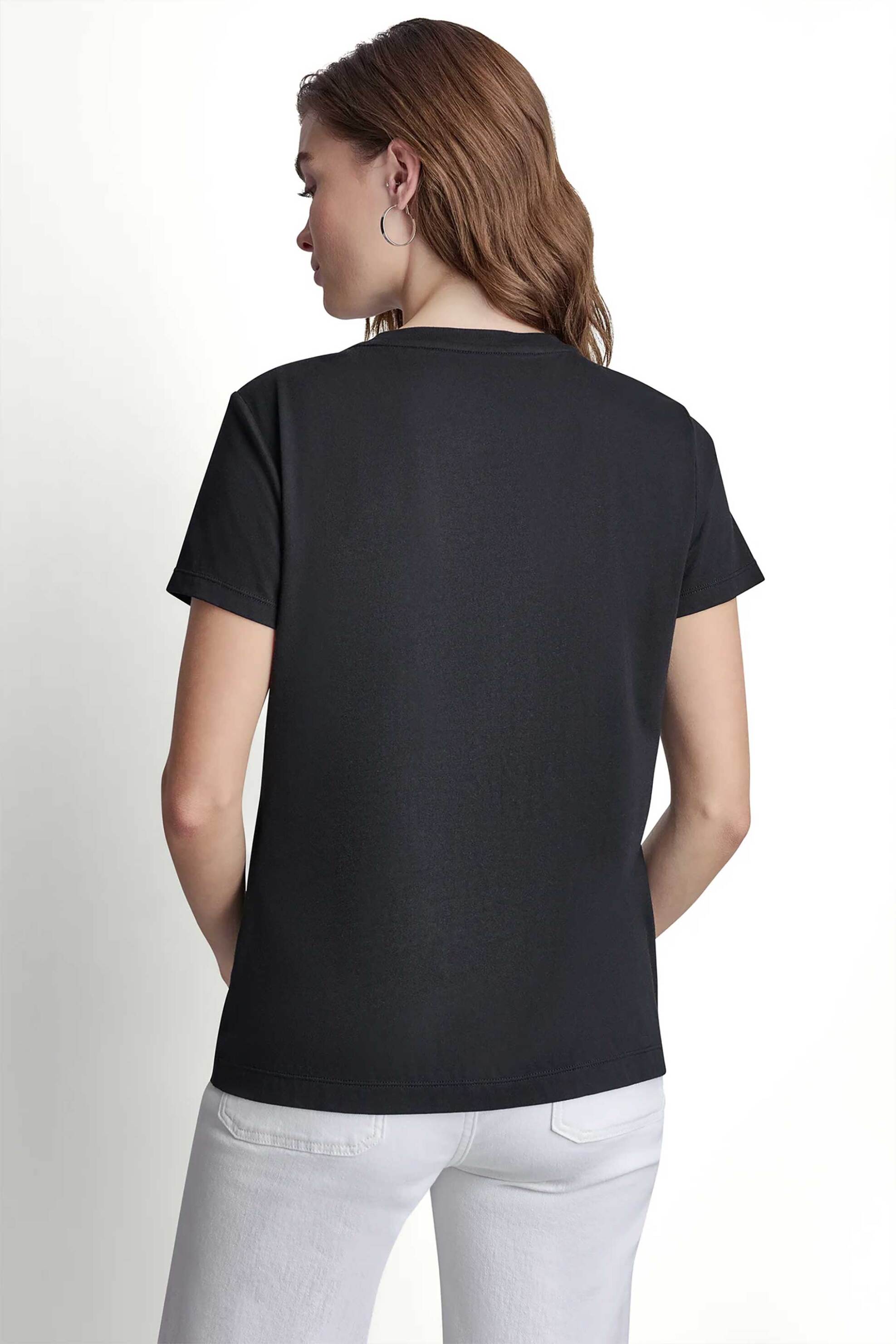 Dkny Γυναικείο T-Shirt με Λογότυπο Regular Fit - Dj6T1796 Μαύρο