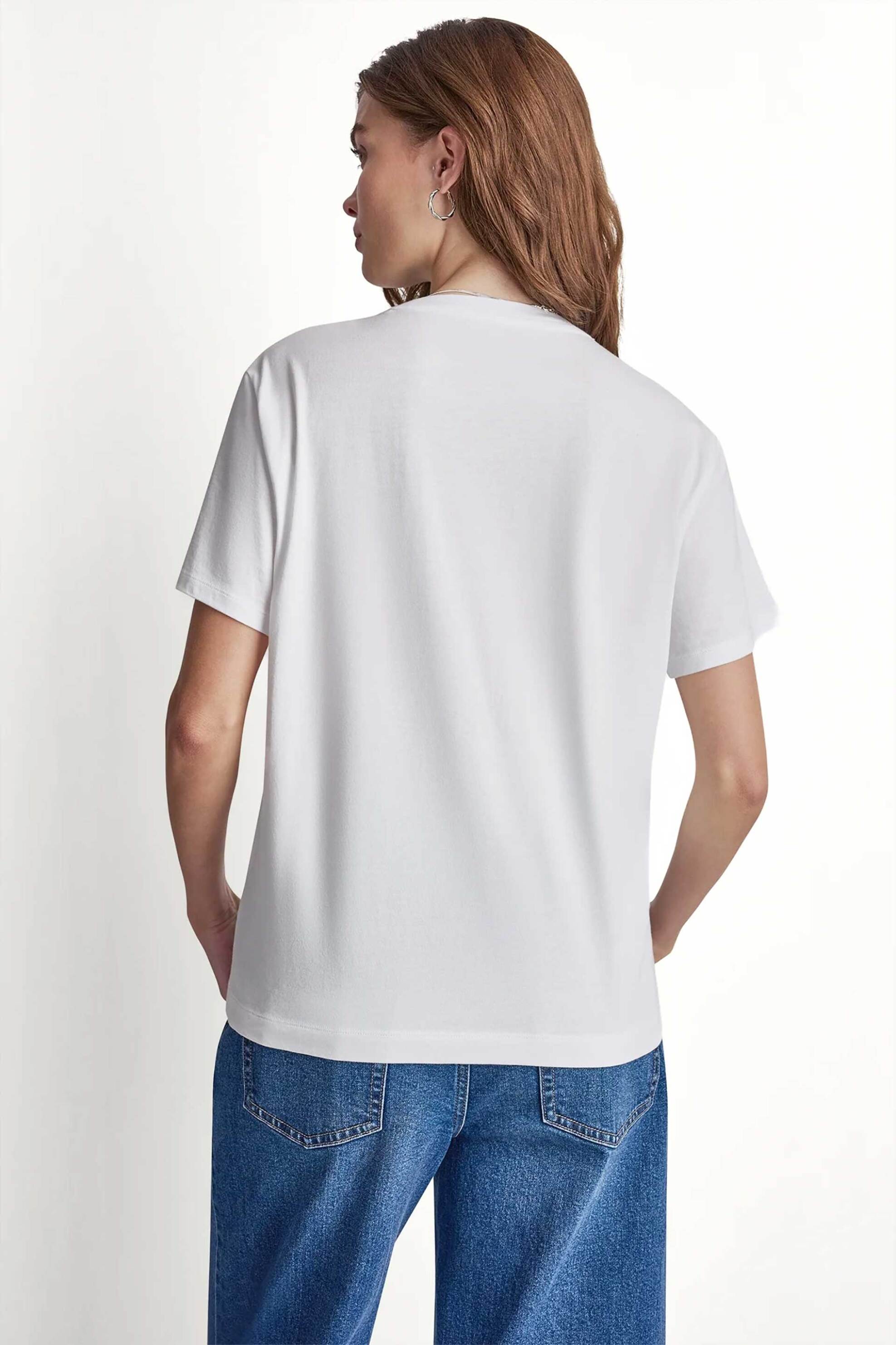 Dkny Γυναικείο T-Shirt με Στρας Στο Λογότυπο Regular Fit - Dj6T1799 Λευκό