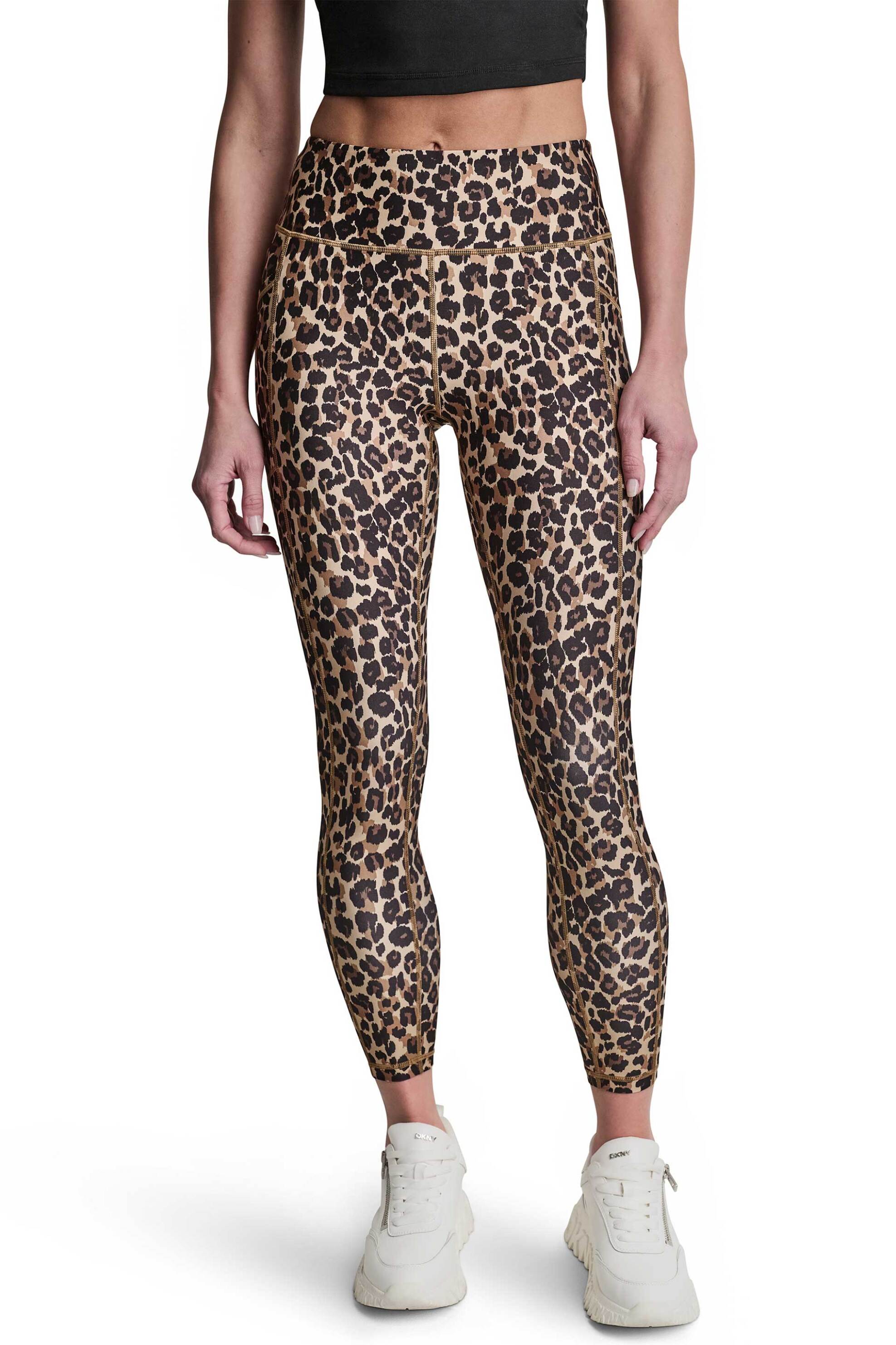 DKNY γυναικείο κολάν 7/8 με all-over logo print - DP6P3491 Καφέ