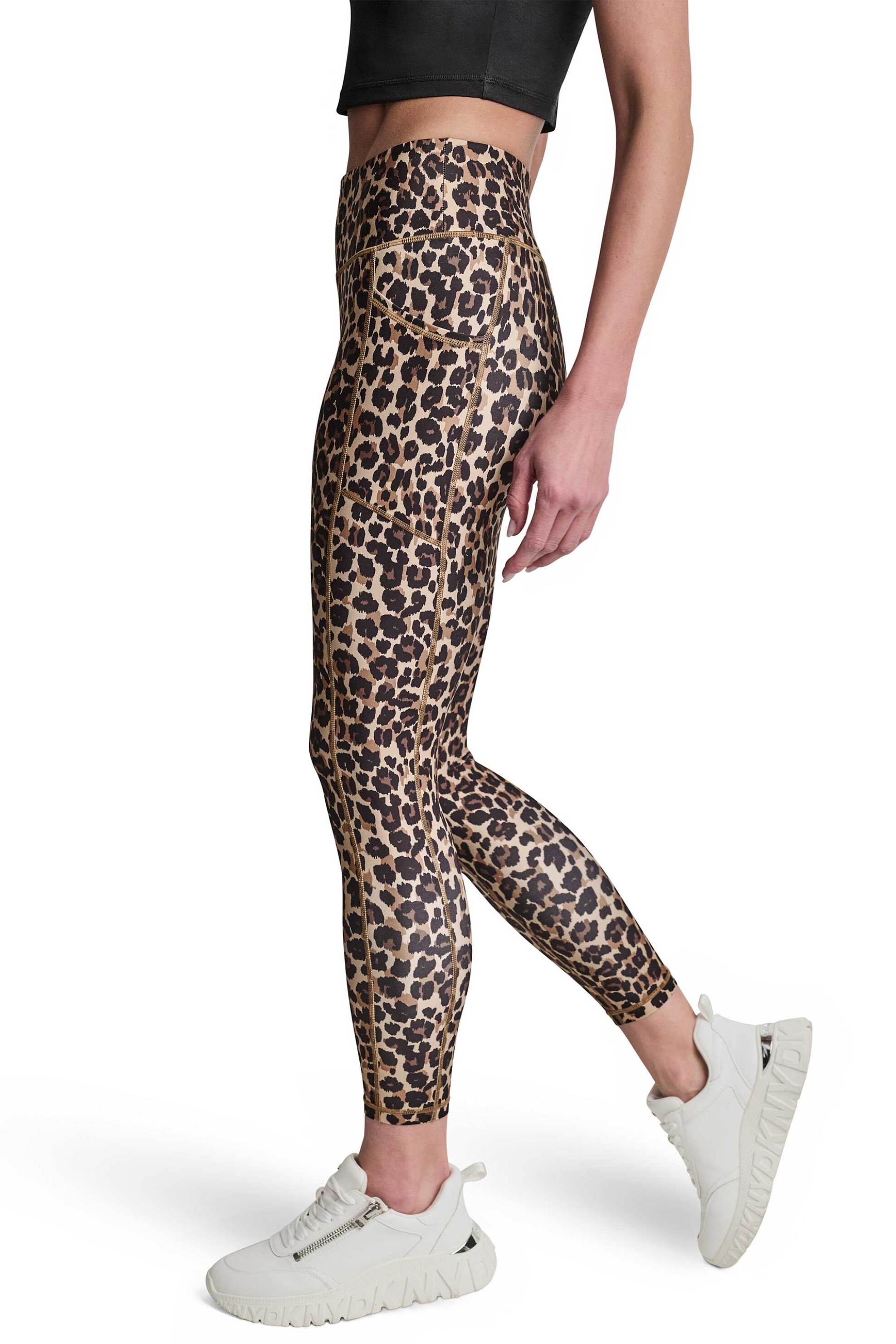 DKNY γυναικείο κολάν 7/8 με all-over logo print - DP6P3491 Καφέ