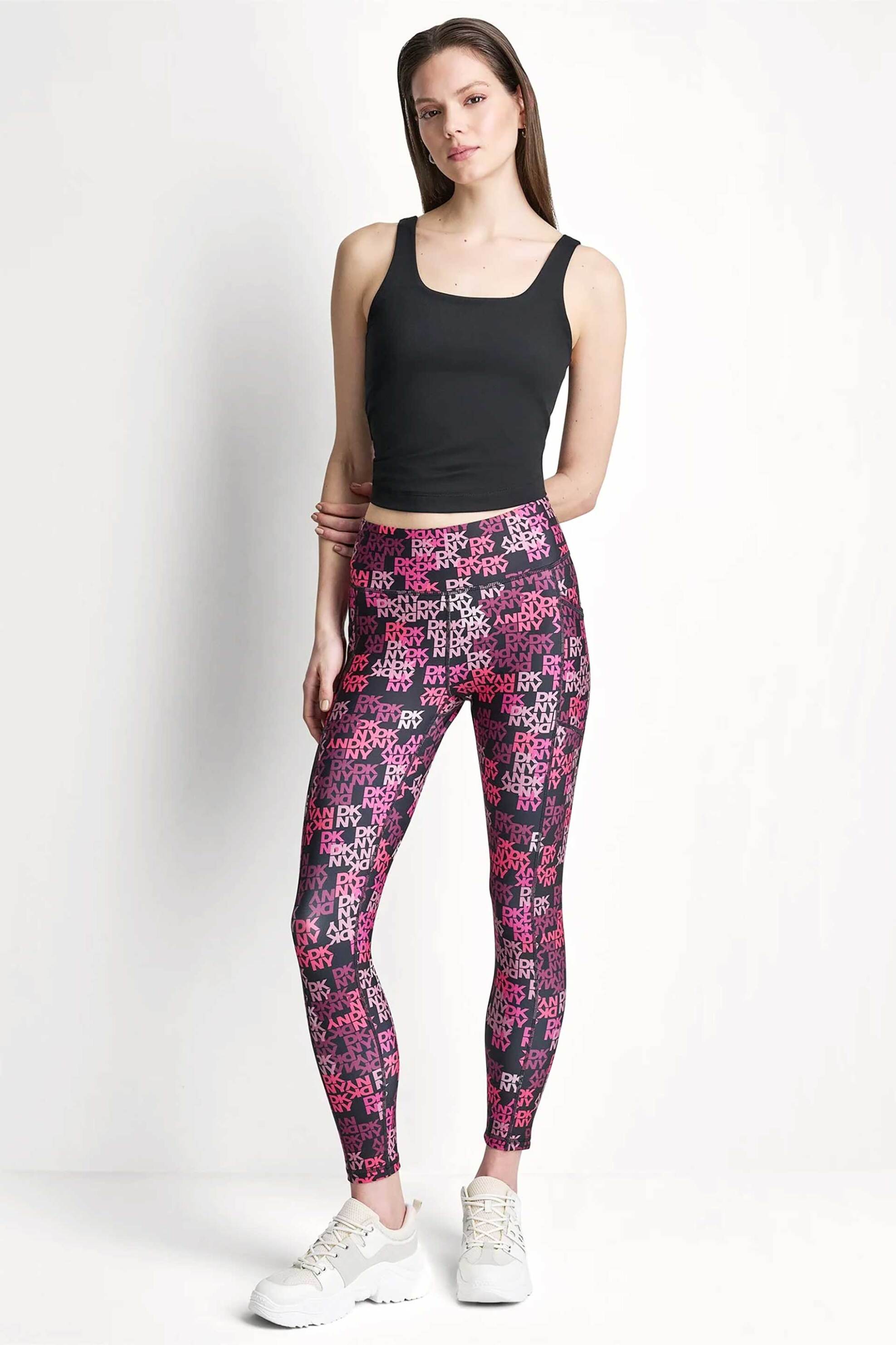 DKNY γυναικείο κολάν 7/8 με all-over logo print - DP6P3491 Φούξια