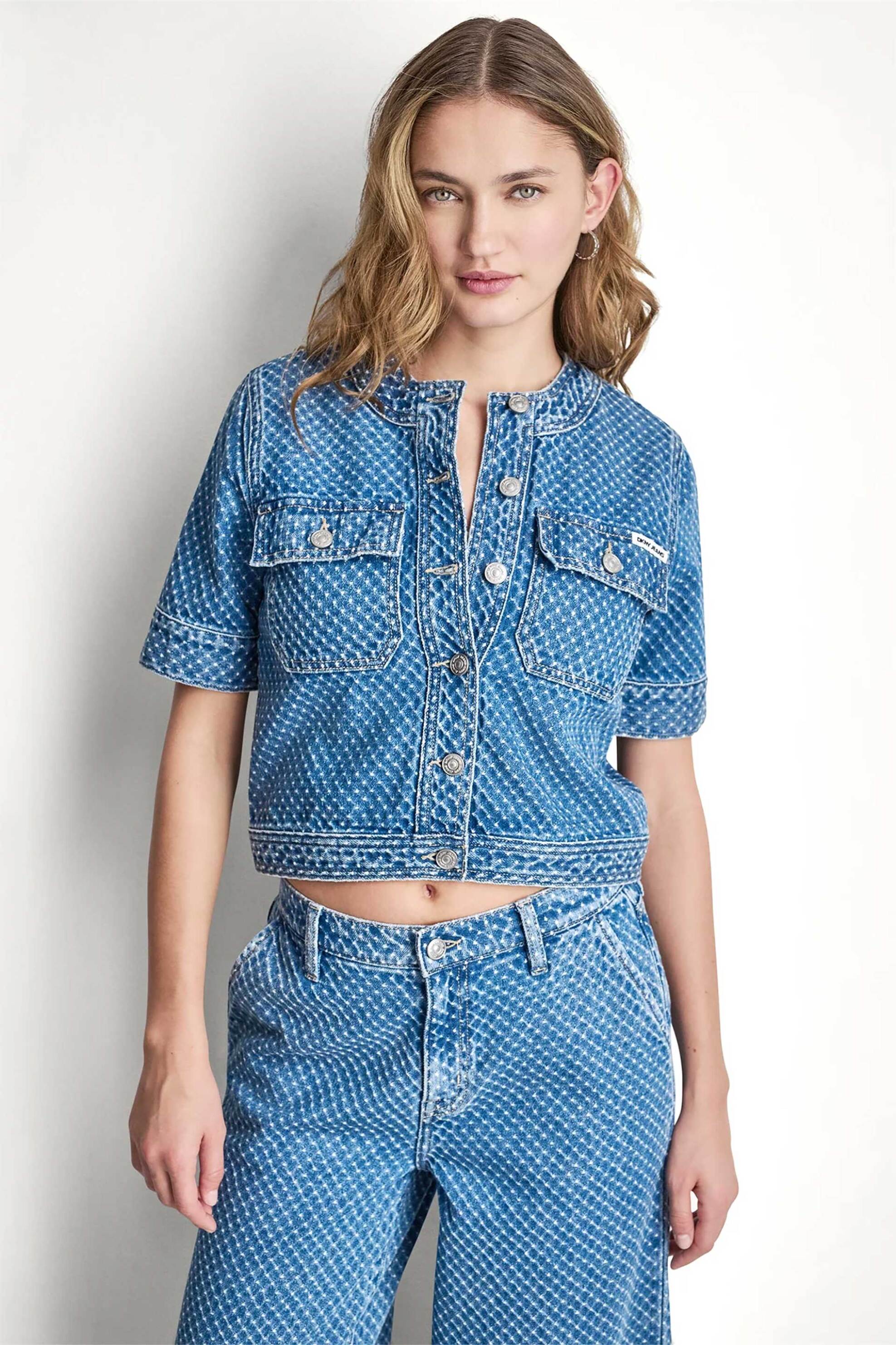 DKNY DKNY γυναικείο denim jacket cropped - DJ6J6278 Denim Blue