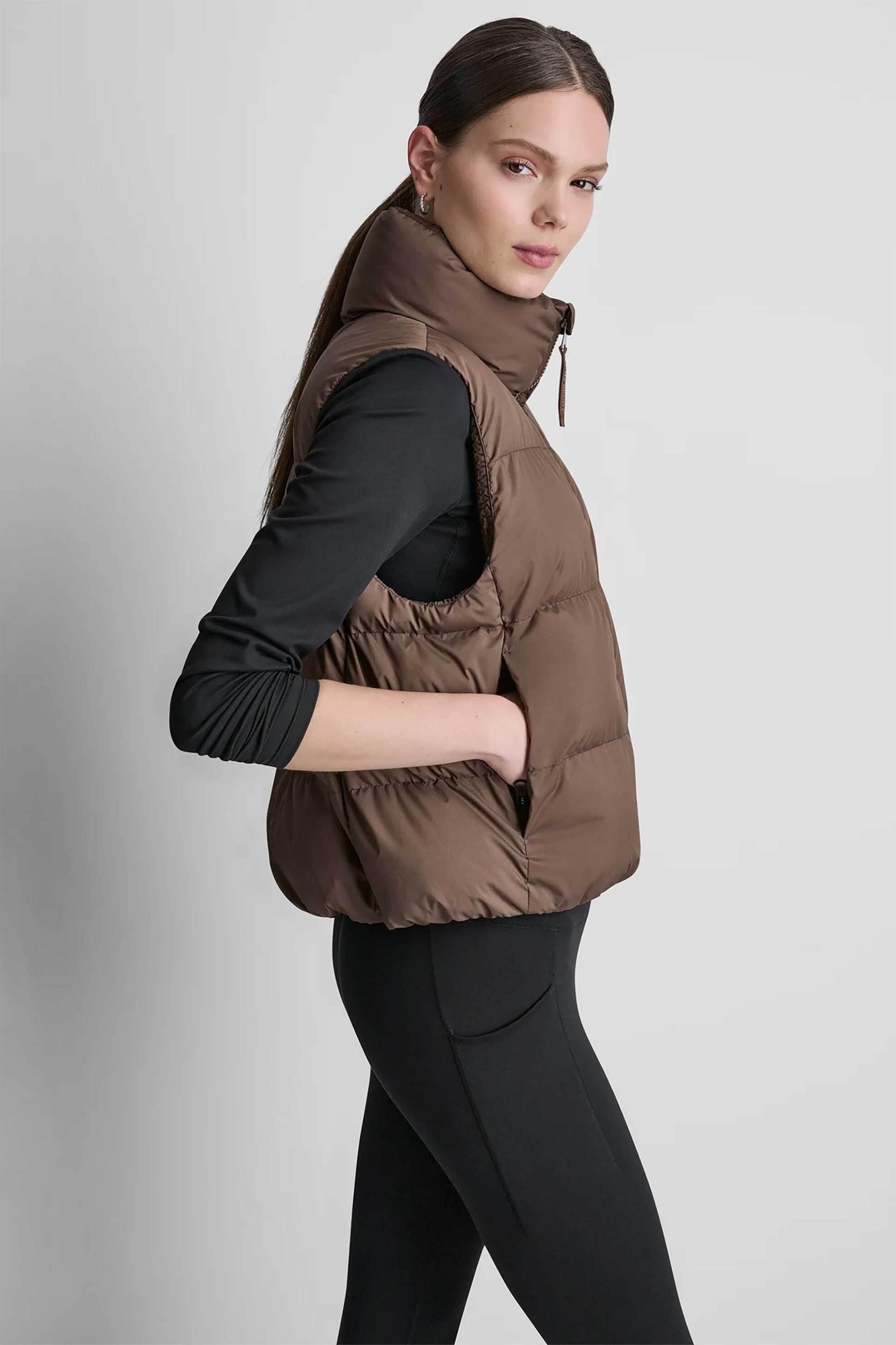 DKNY DKNY γυναικείο μπουφάν αμάνικο καπιτονέ - DP6V3145 Καφέ - 3