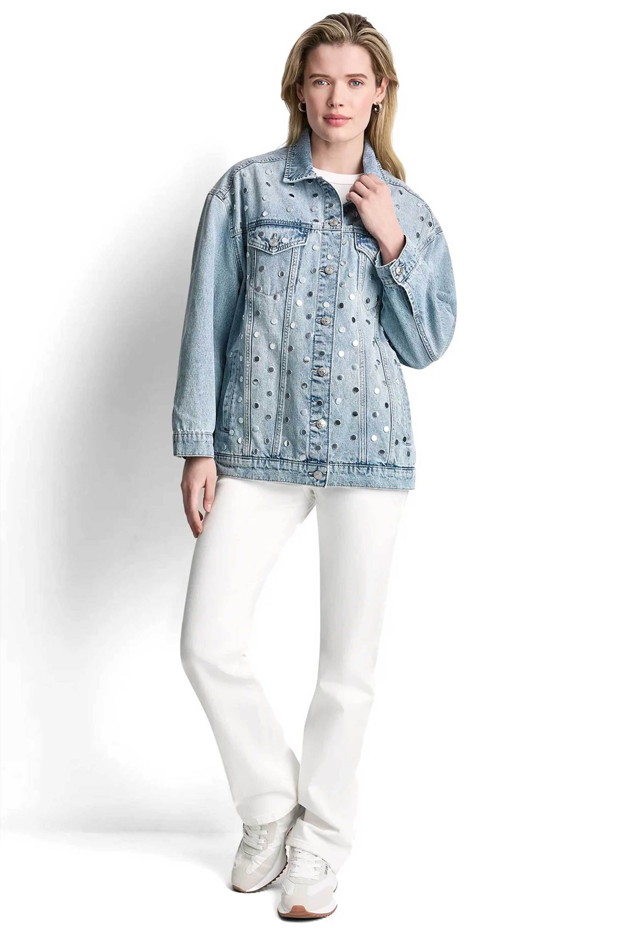 DKNY DKNY γυναικείο denim jacket oversized με τρουκς - DJ6J6280 Denim Blue - 2